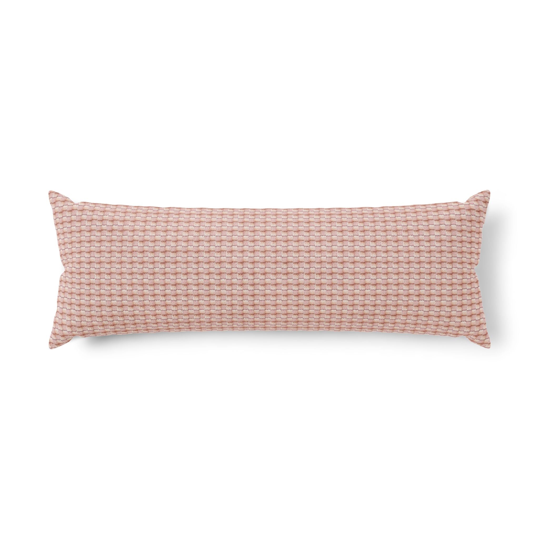 "Grandma Rose" Woven Pink Blush Body Pillow — Pink Geometric Square Pattern Lumbar Pillow