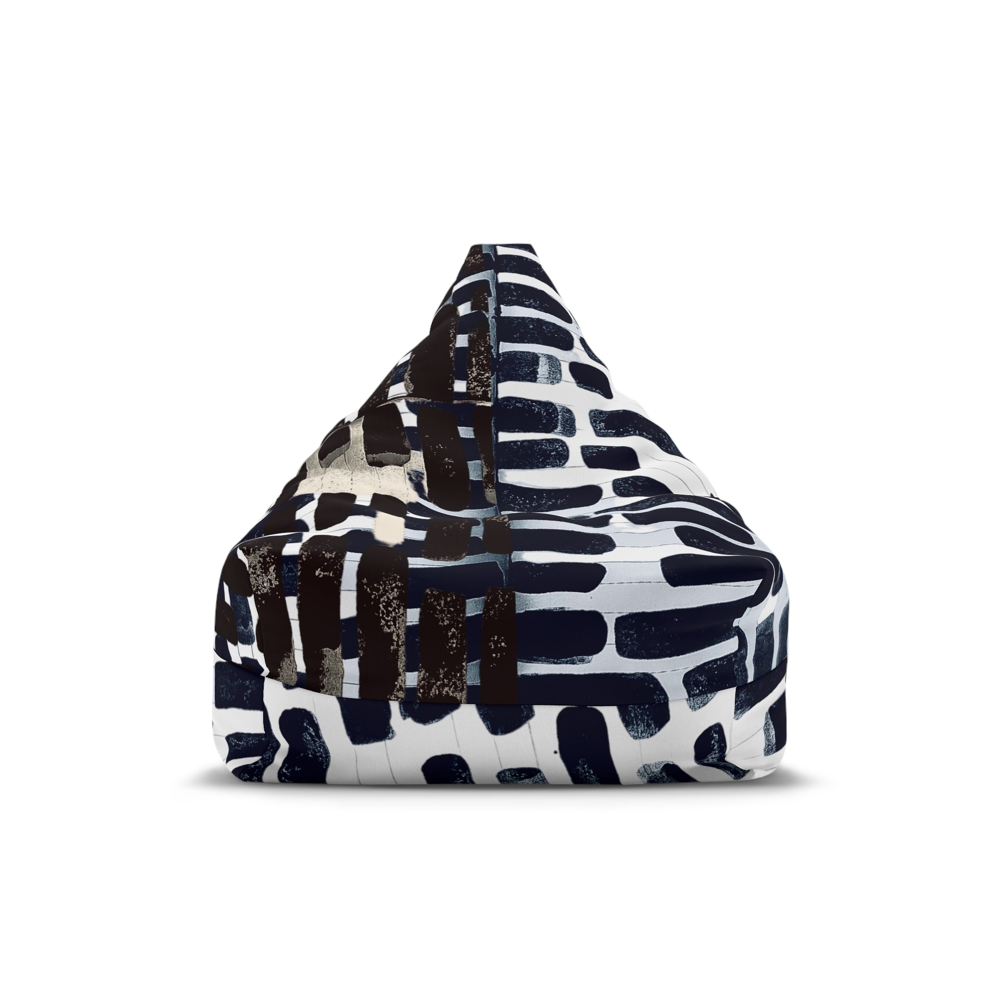 "Only My Notebook Knows How I Feel, My Heart Is On Every Page" Abstract Ink Brush Pattern Bean Bag Cover — Modern Black & White Living Room Accent