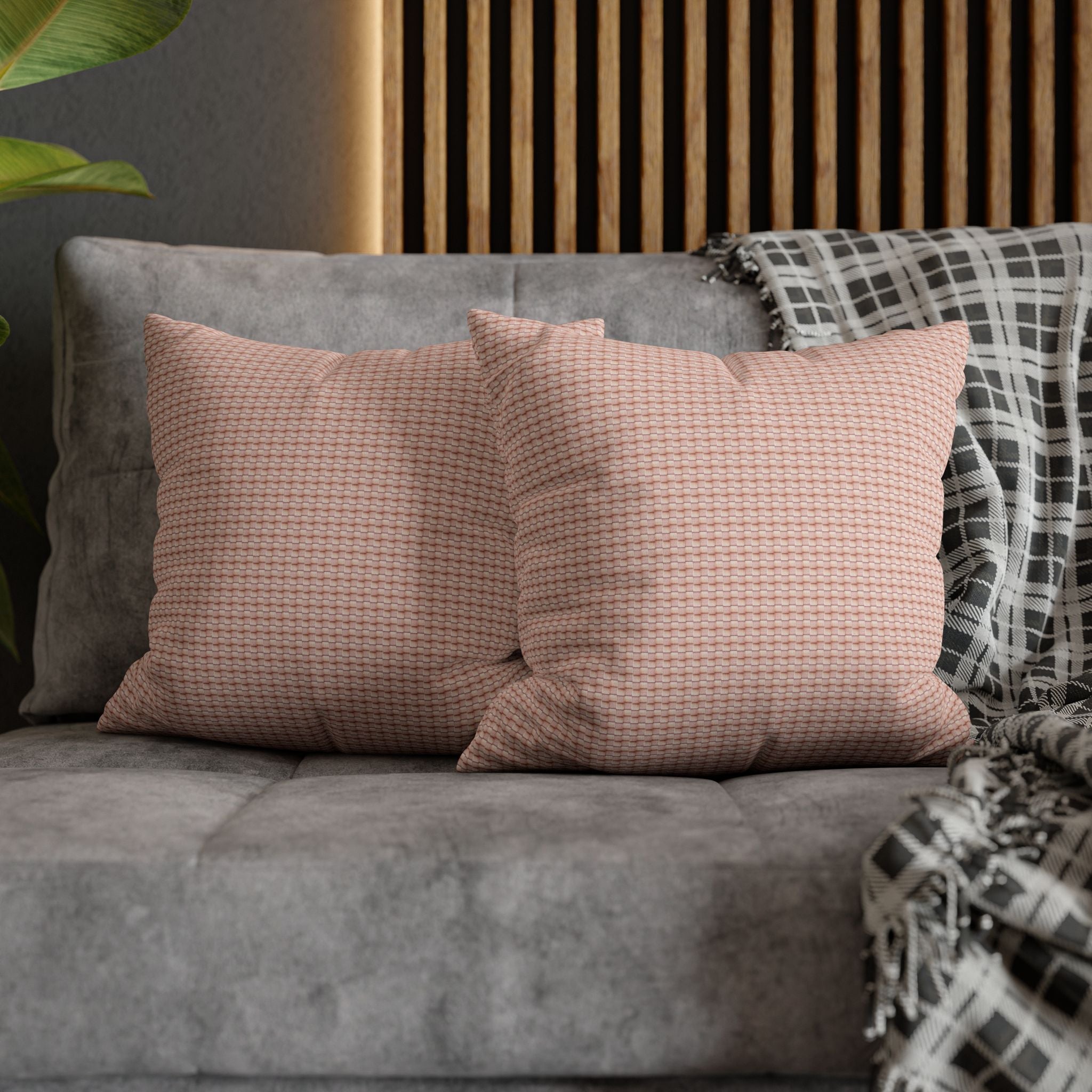 "Grandma Rose" Blush Waffle Knit Faux Suede Square Pillowcase