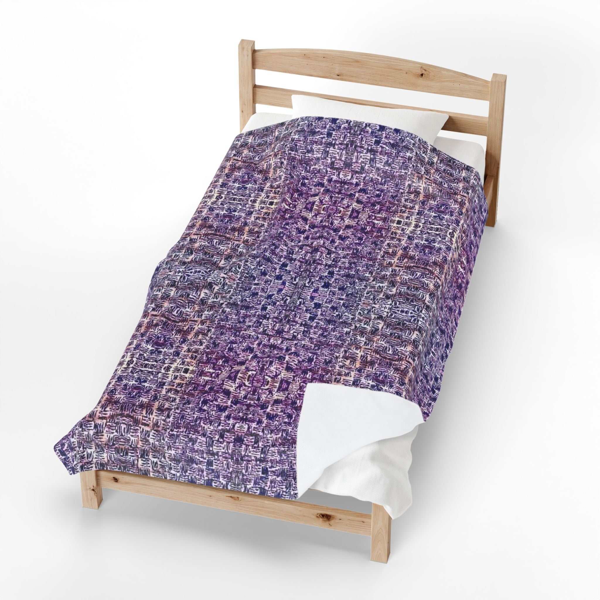 "Pauline, My Love" Velveteen Plush Blanket — Purple Woven Mosaic Throw