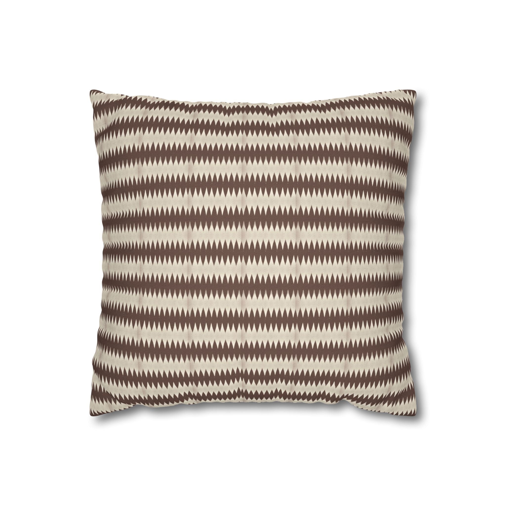 "Mississippi Morning" Brown and Beige Zigzag Pattern Pillowcase — Spun Polyester Square Decorative Pillow Cover