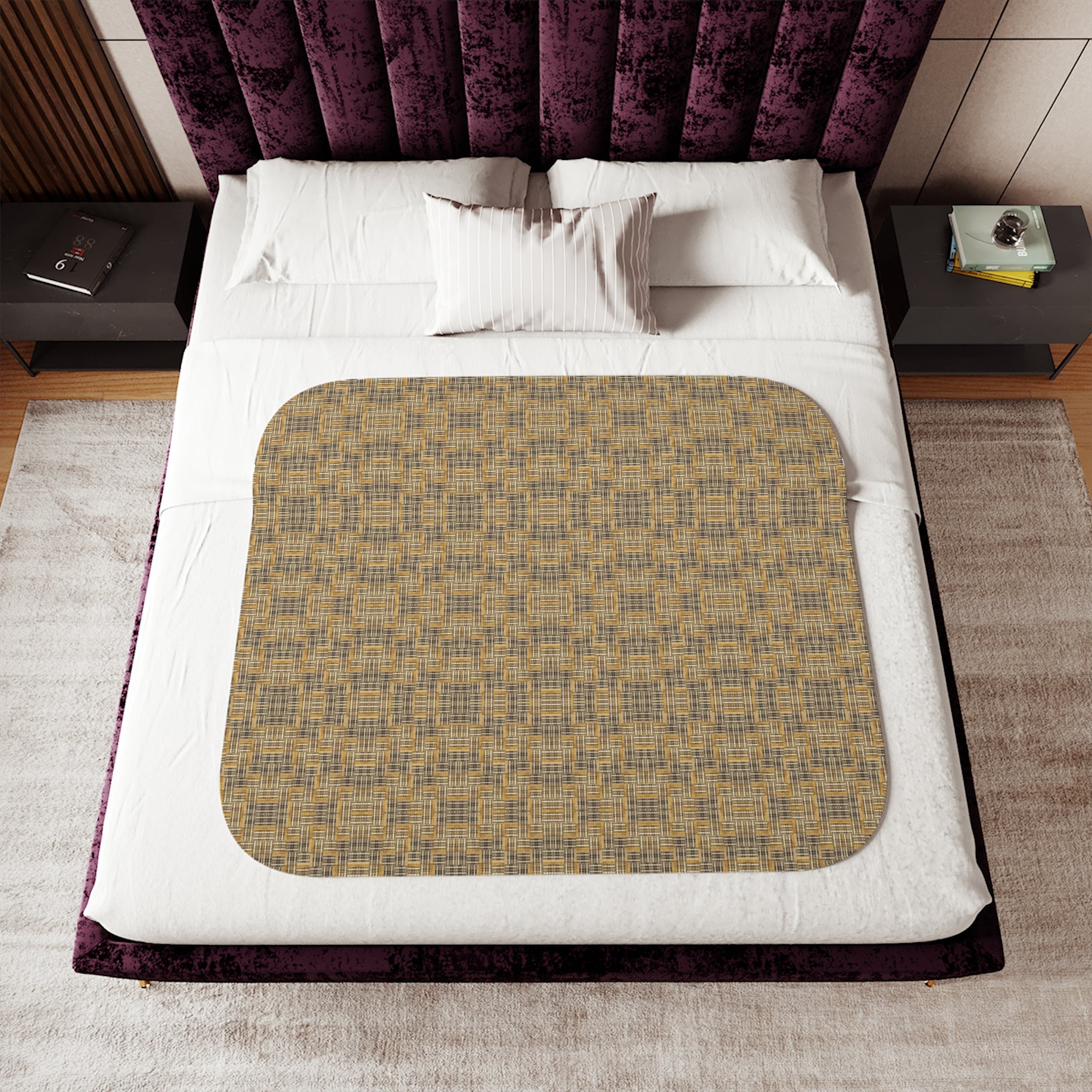 "All Things Fall Apart" Cozy Neutral Sherpa Blanket – Reversible Beige Plaid & Faux-Sherpa Throw