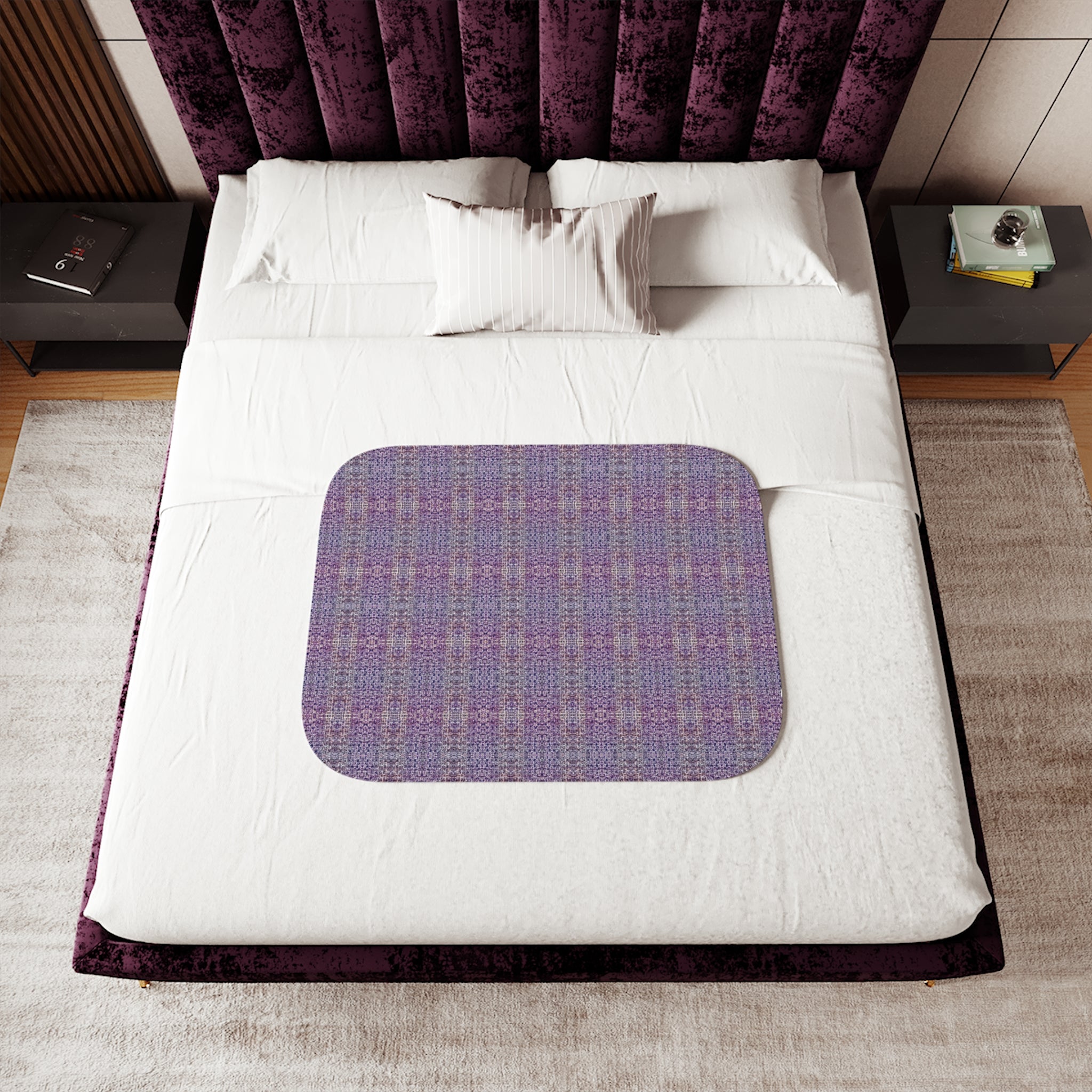 "Pauline, My Love" Purple Plaid Sherpa Blanket – Cozy Reversible Throw for Home, Couch & Gifts