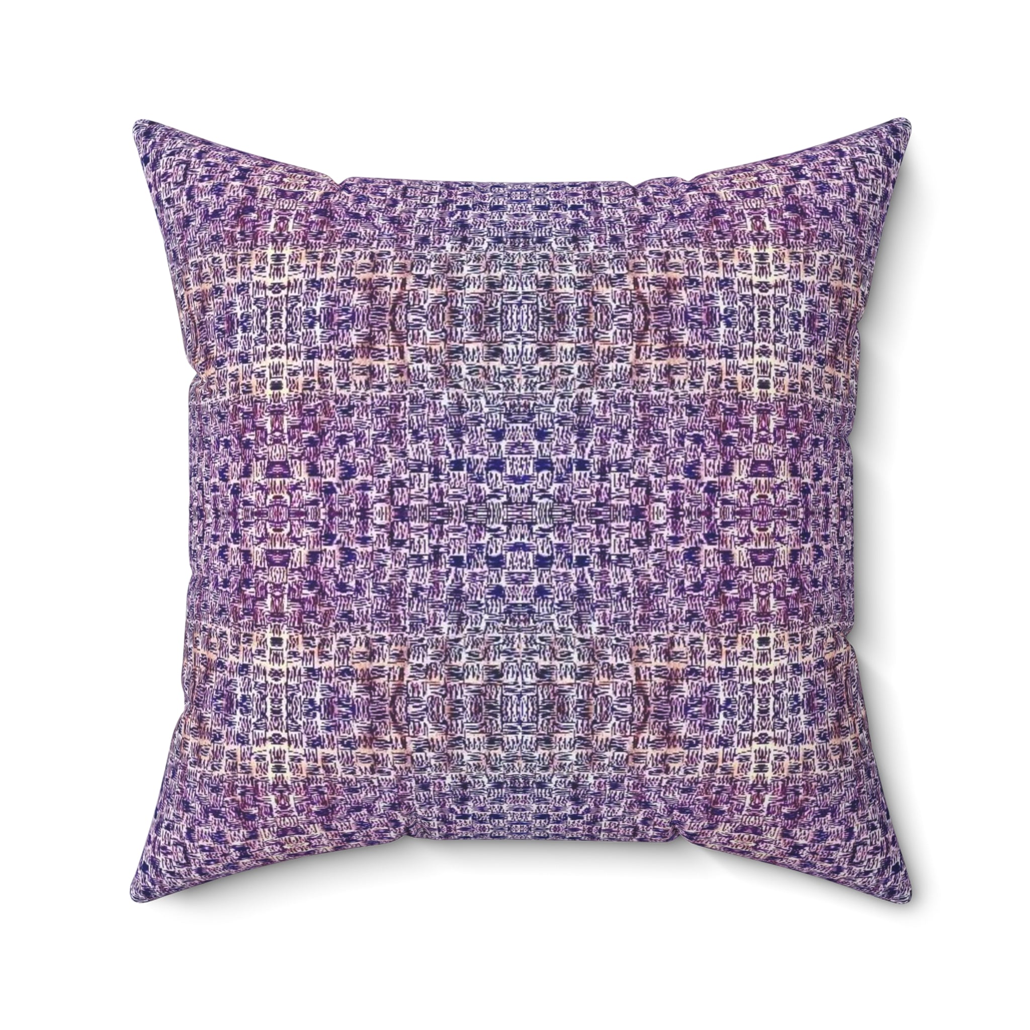 "Pauline, My Love" Purple and Blue Mosaic Decorative Pillow - Boho Geometric Accent Cushion