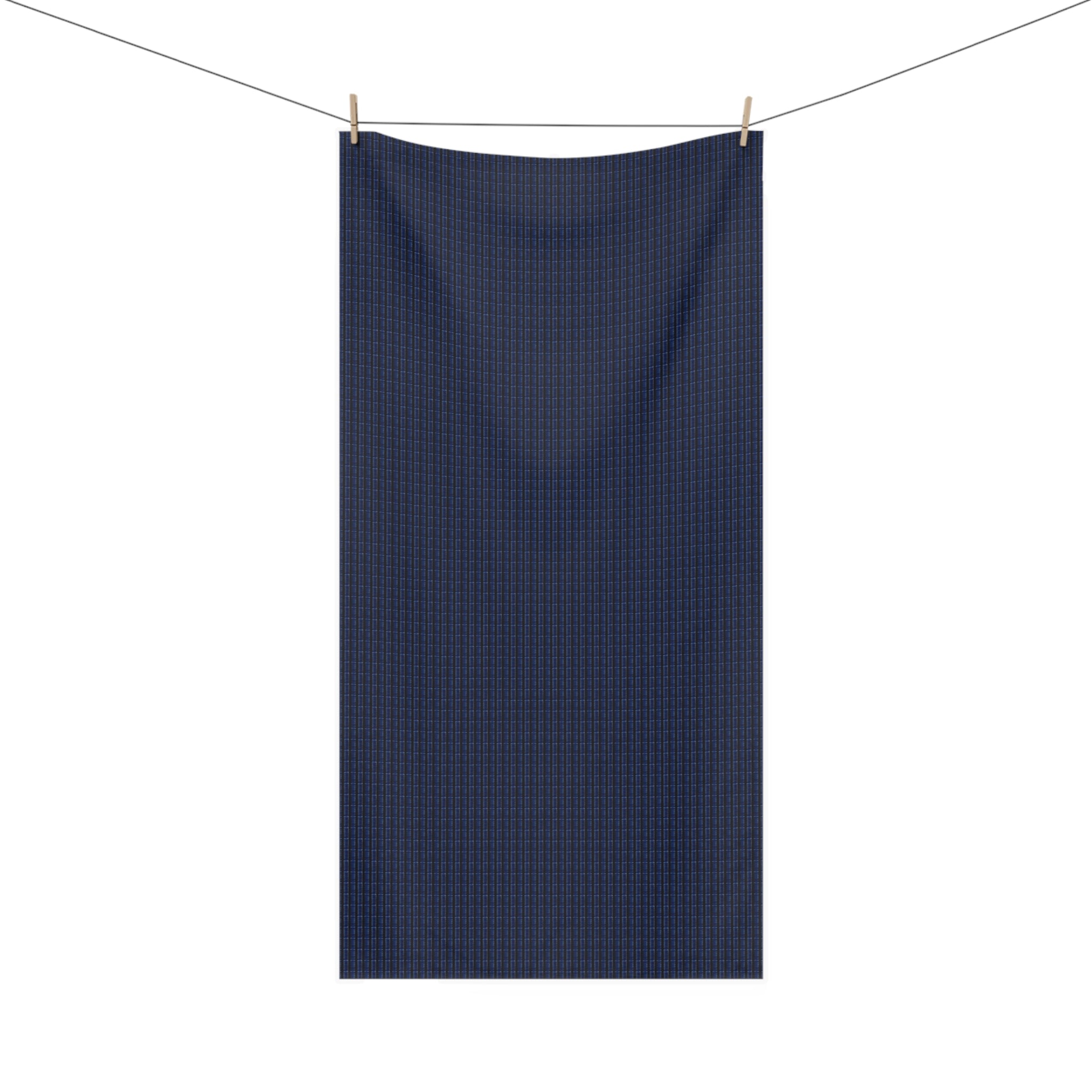 "Mississippi Midnight: Lovely Banjo Blues" Navy Grid Cotton Towel — Lightweight Check Beach & Bath Towel