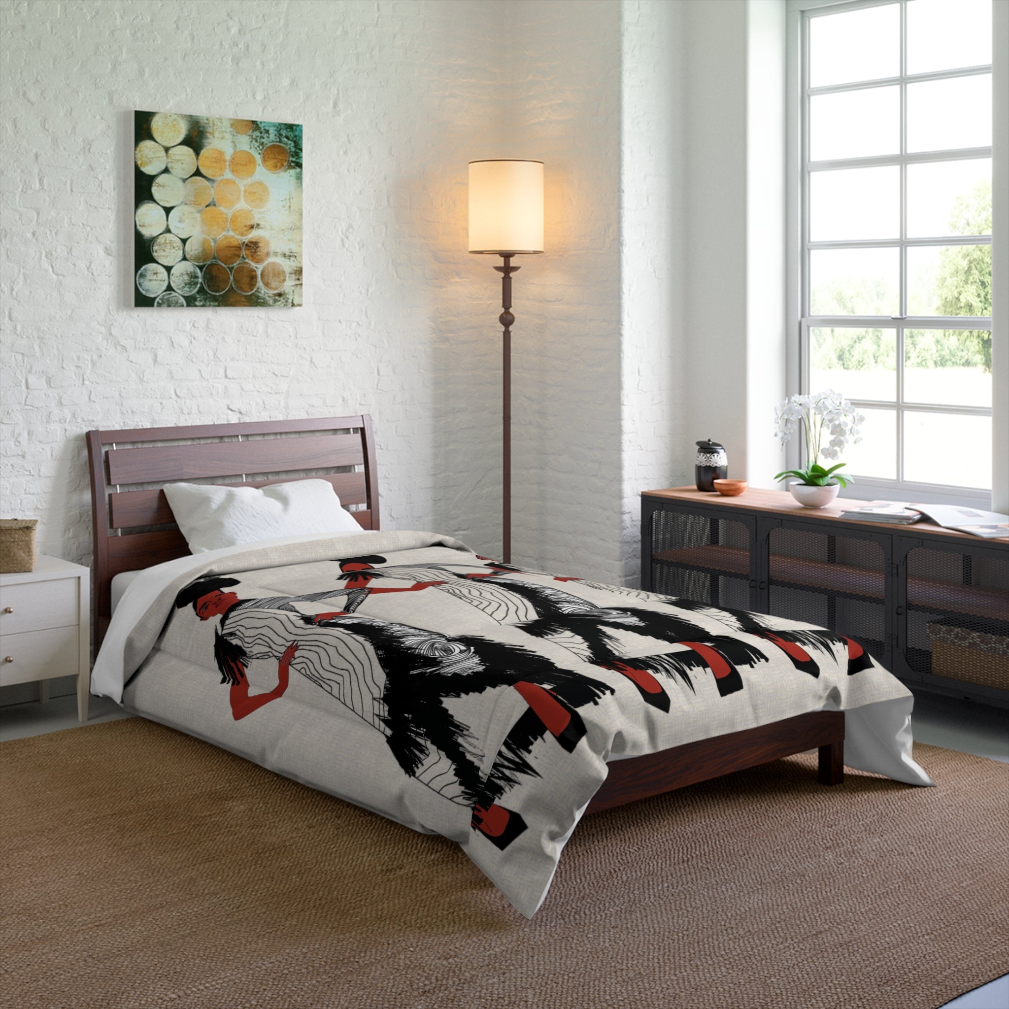 "Fierce Honey" Art Deco Femme Fatale Comforter - Vintage Fashion Illustration Bedding