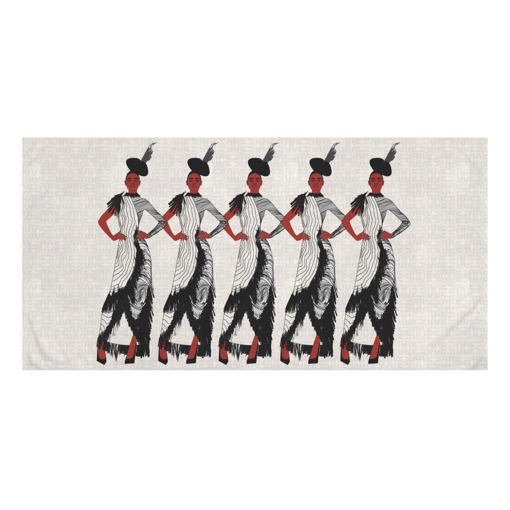 "Fierce Honey" Mink-Cotton Towel — Vintage Flapper Dancer Pattern Beach Towel