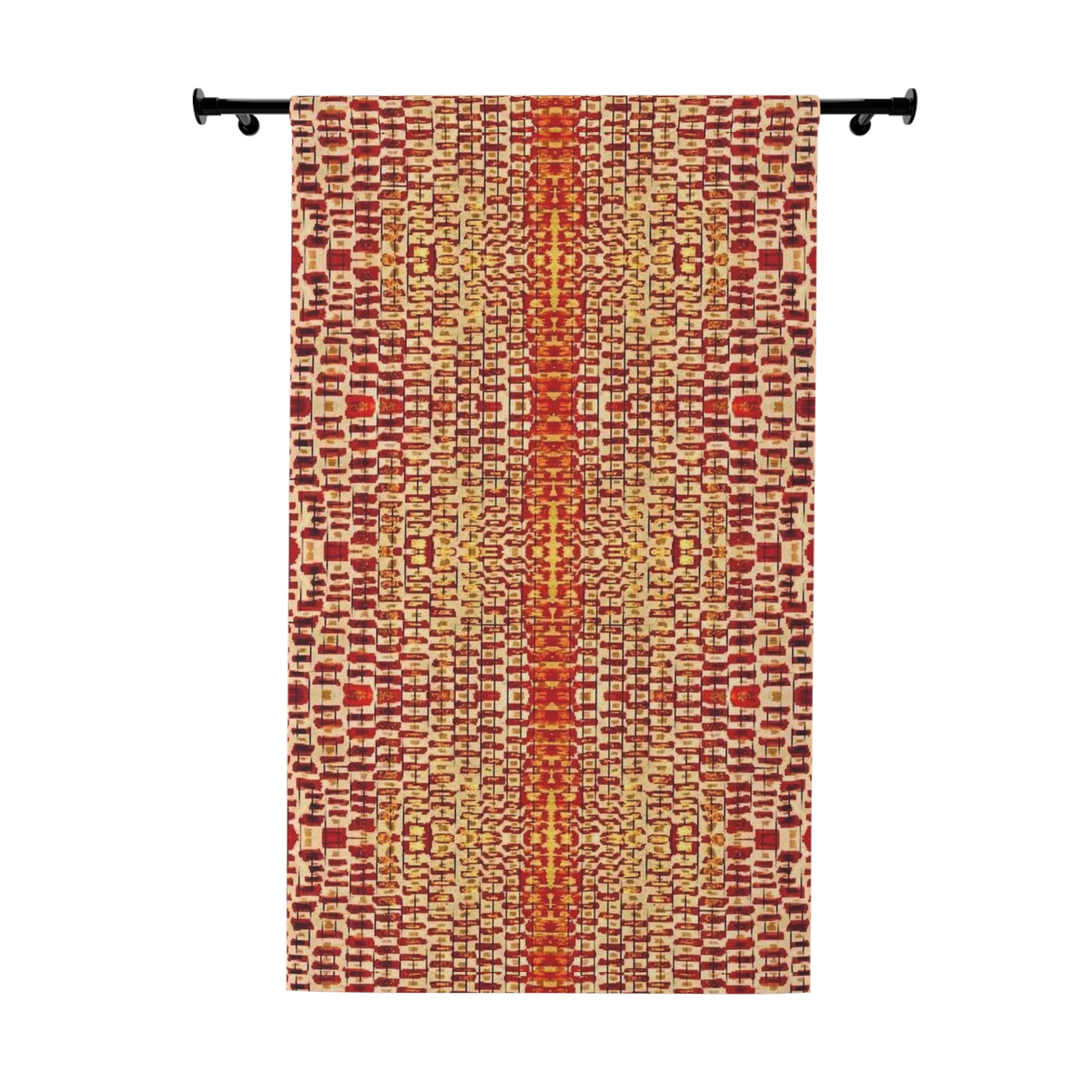 "Queen Mother" Rust Orange Geometric Curtain Panel — Modern Boho Window Curtain (1 Piece)