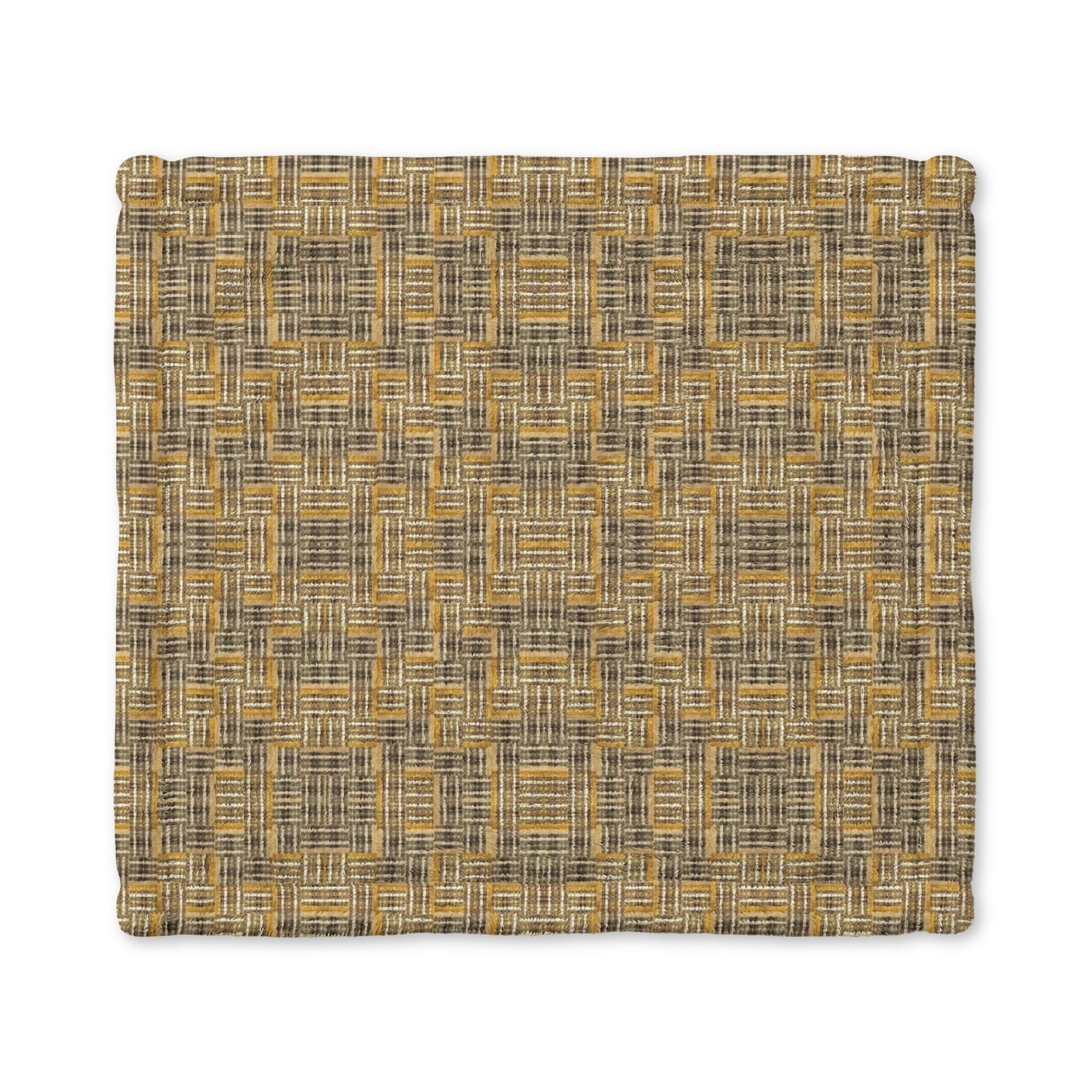 "All Things Fall Apart" Minky Baby Lovey Blanket — Cozy Neutral Mustard Plaid Security Blankie for Newborns & Toddler Comfort