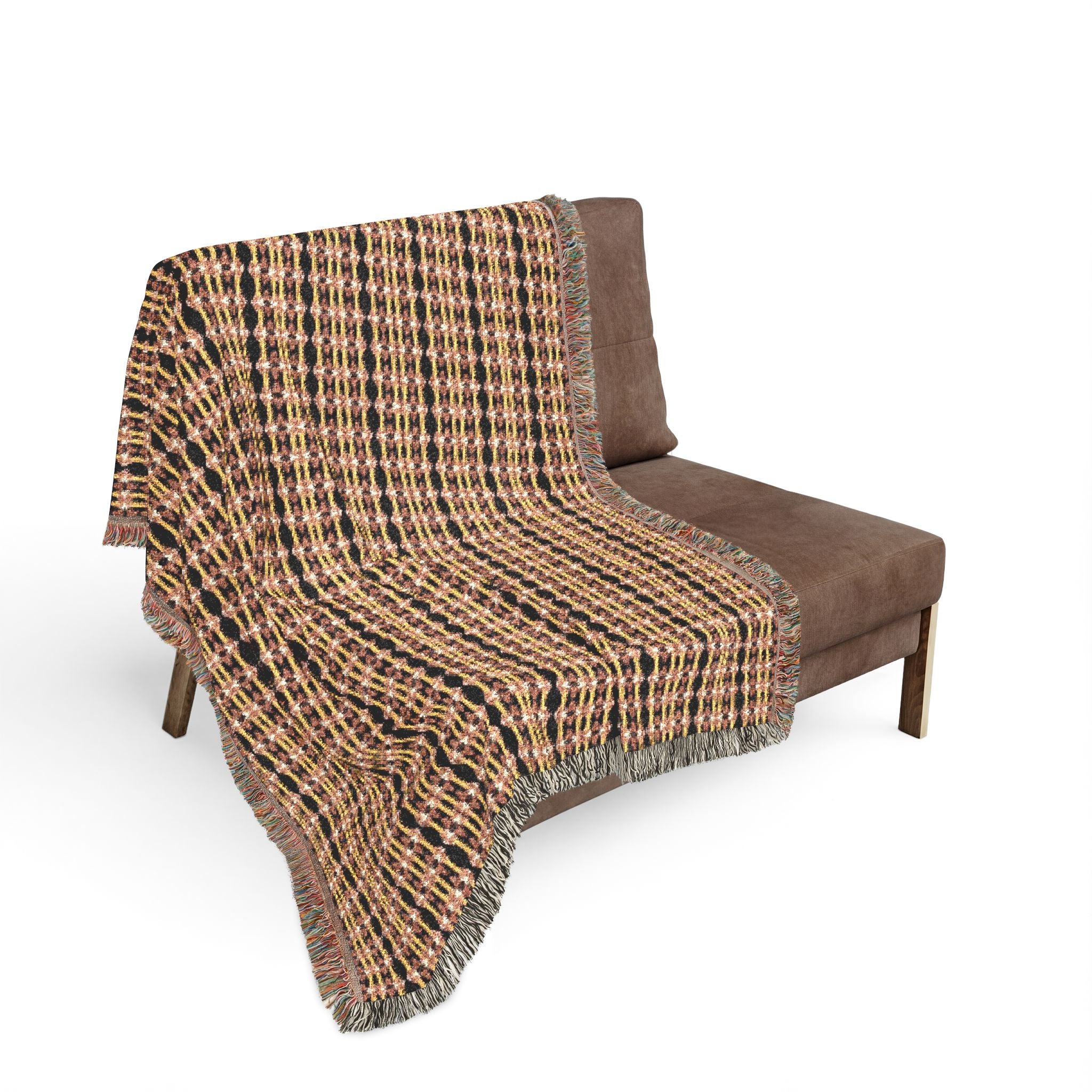 "Native America Now" Striped Woven Blanket — Cozy Boho Throw for Living Room, Vintage Pastel & Teal Accent