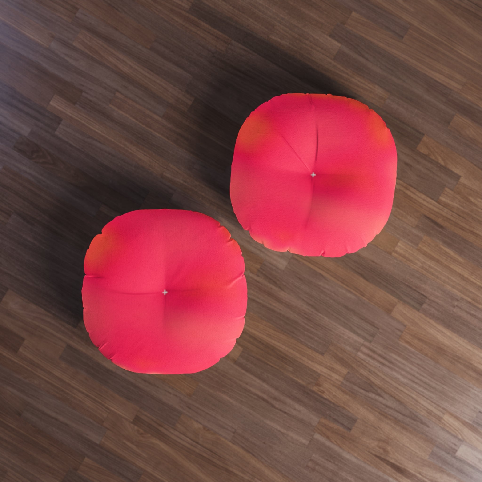 "The Skies Will Break For You, My Friend" Round Tufted Floor Pillow — Gradient Coral Pink Meditation Cushion
