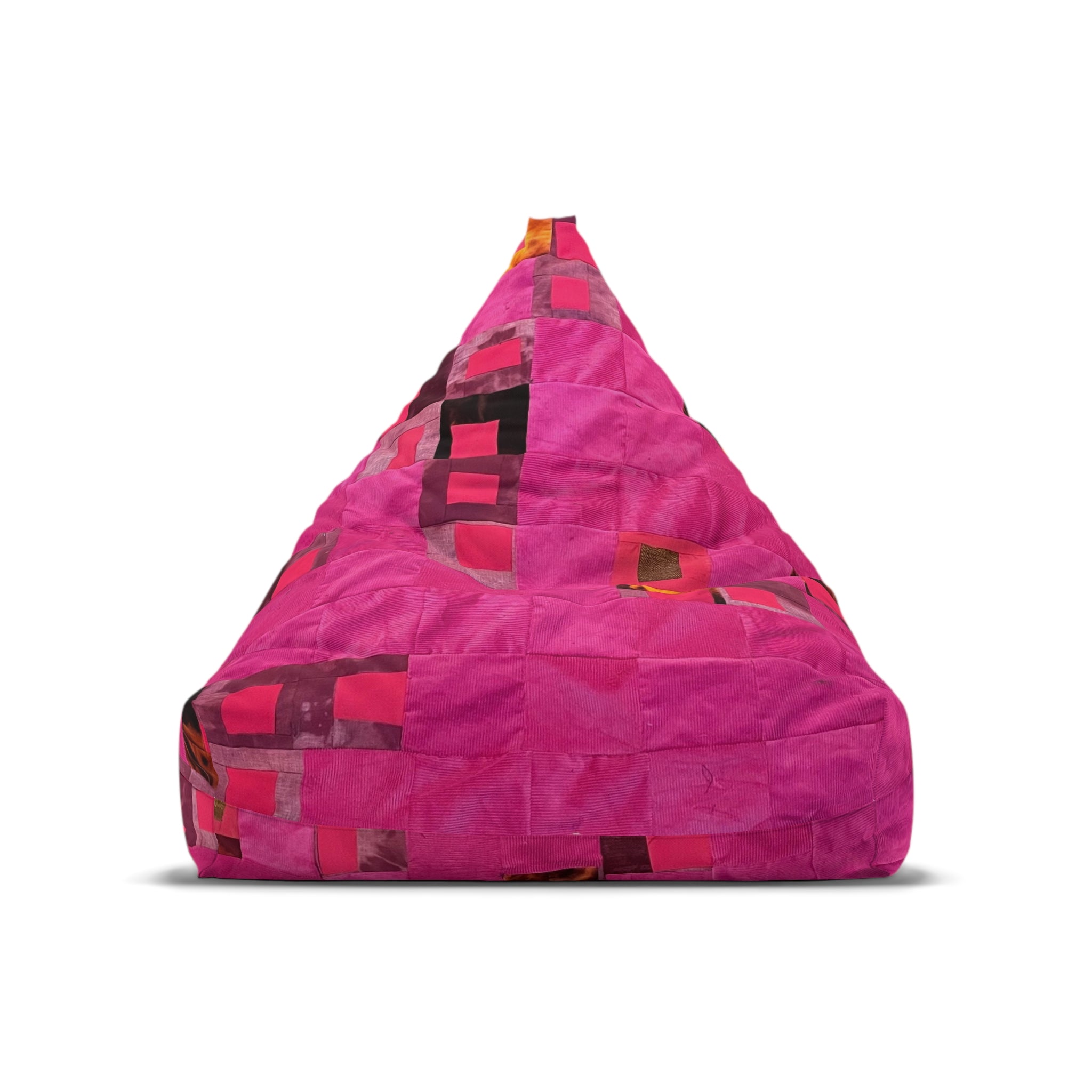 "Lela" Pink Patchwork Bean Bag Cover — Vibrant Geometric Accent