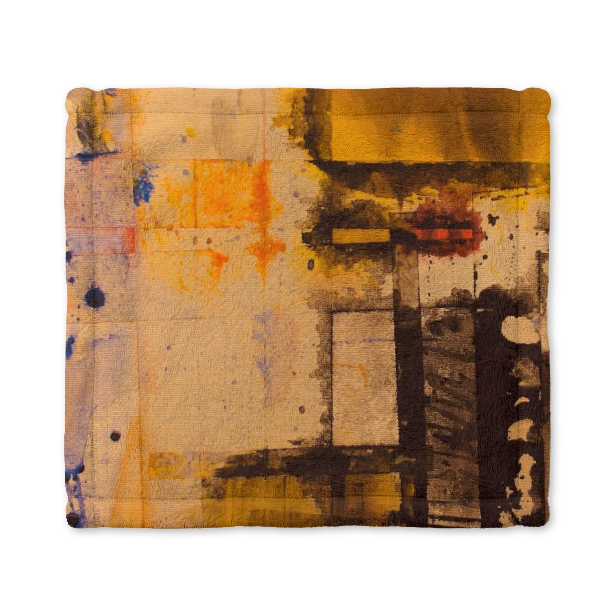 "Dance in the Rain" Minky Lovey Blanket — Abstract Yellow & Brown Watercolor Baby Comforter