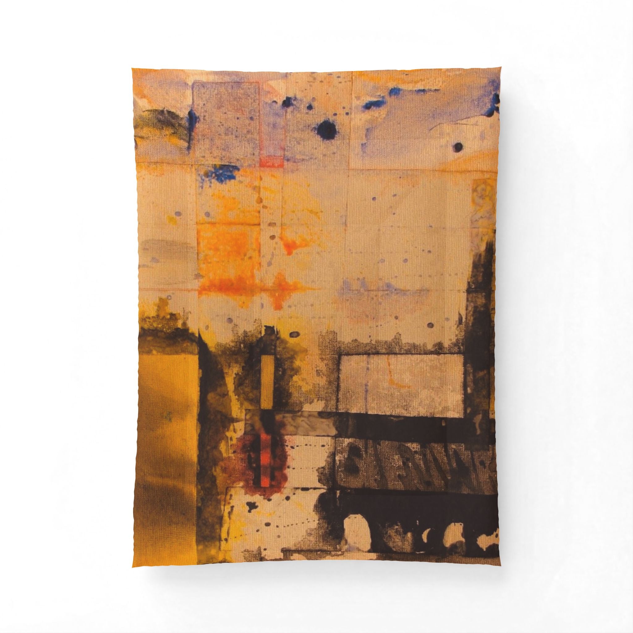 "Dance In The Rain" Abstract Amber Cotton Comforter – Modern Industrial Art Bedding