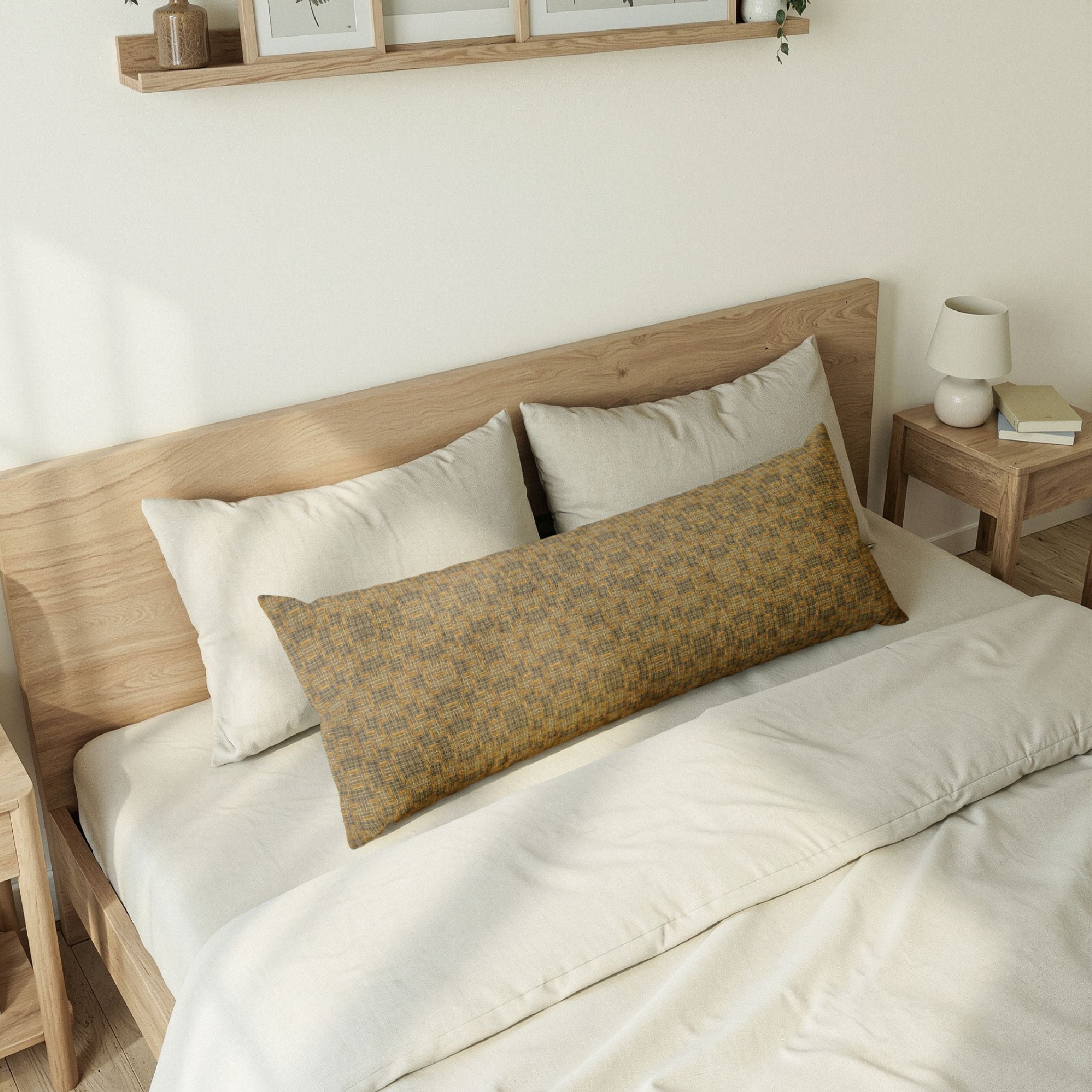 "All Things Fall Apart" Woven Plaid Body Pillow — Cozy Rustic Home Accent