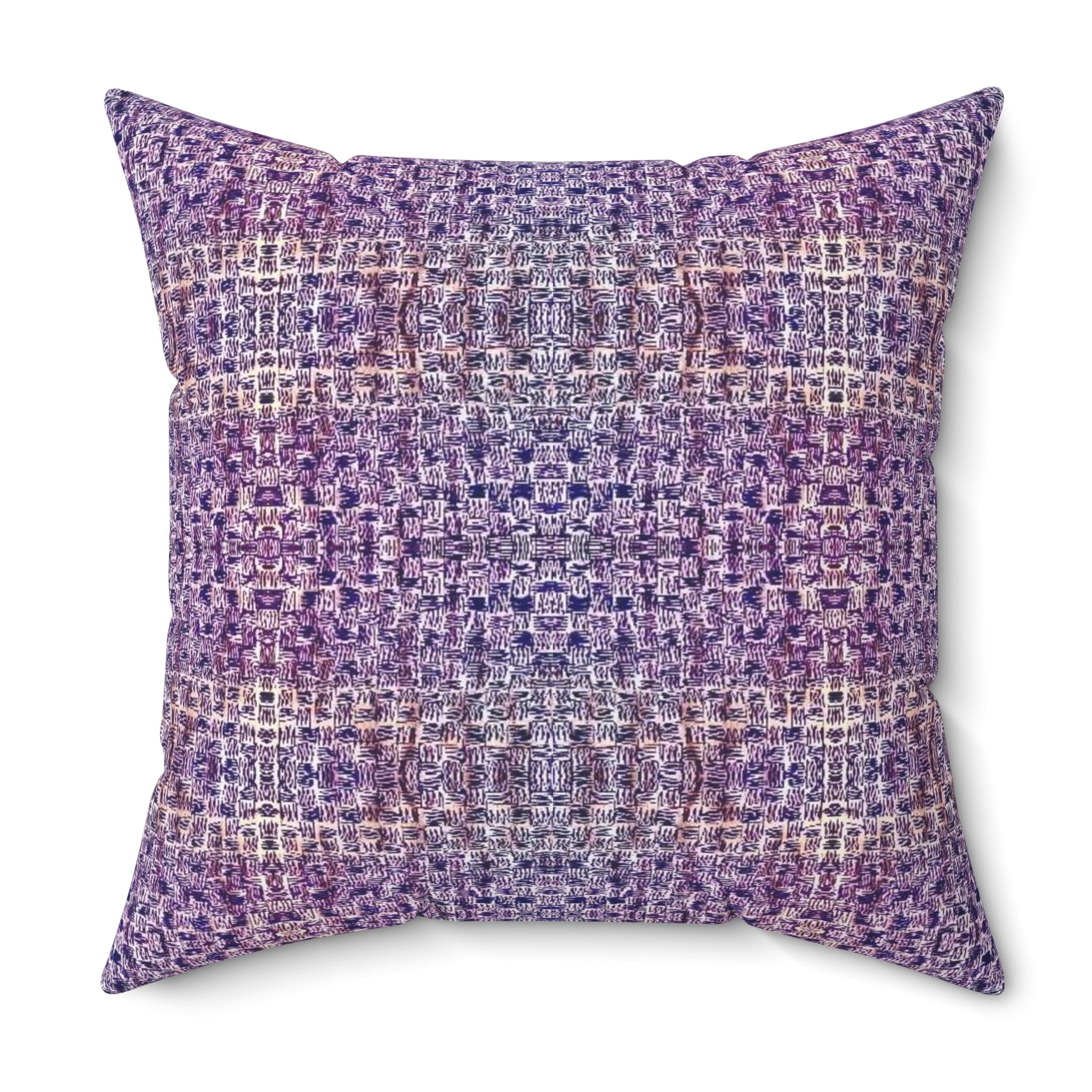 "Pauline, My Love" Purple and Blue Mosaic Decorative Pillow - Boho Geometric Accent Cushion