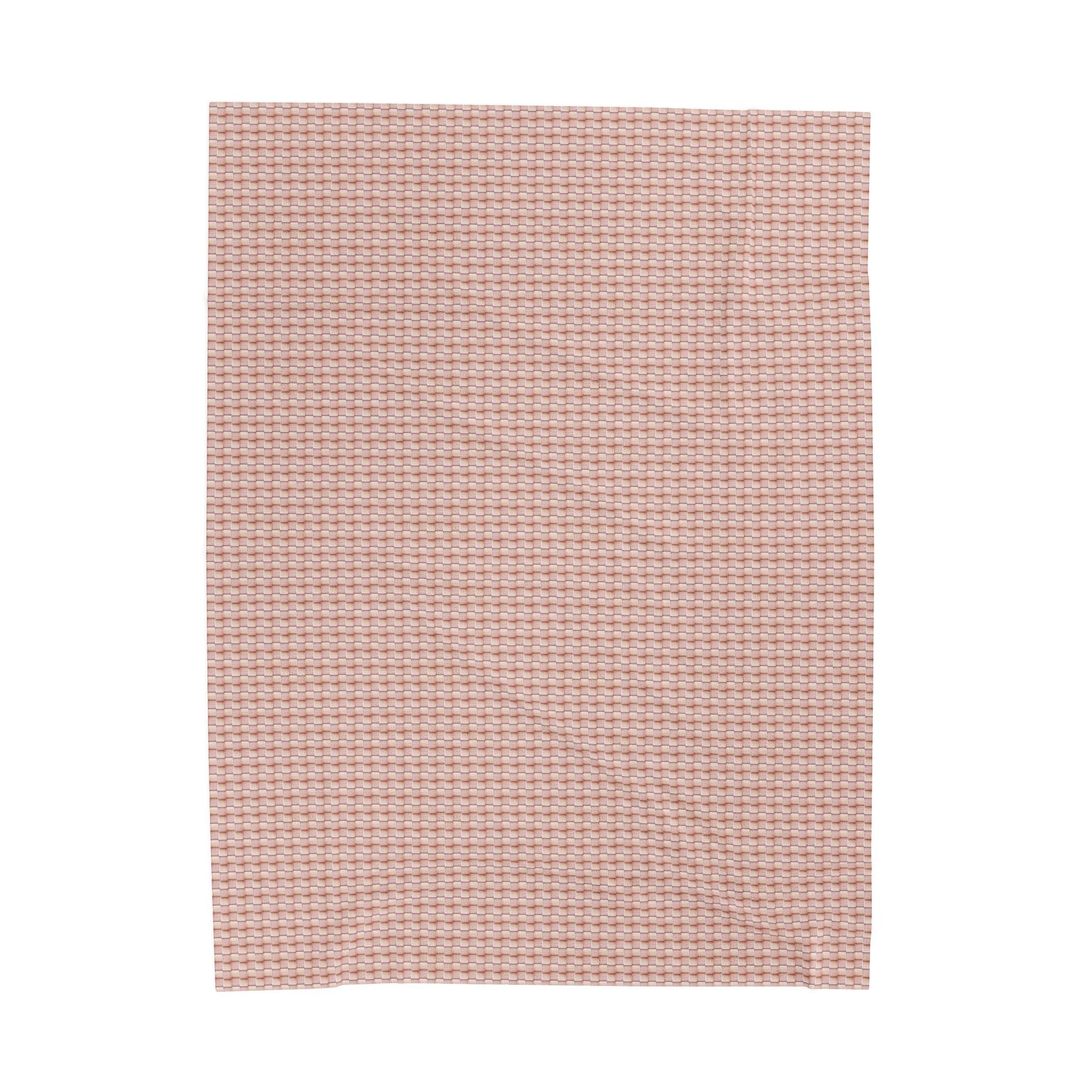 "Grandma Rose" Pink Blush Waffle Checkered Velveteen Plush Blanket — Soft Cozy Throw for a Posh Home & Nursery