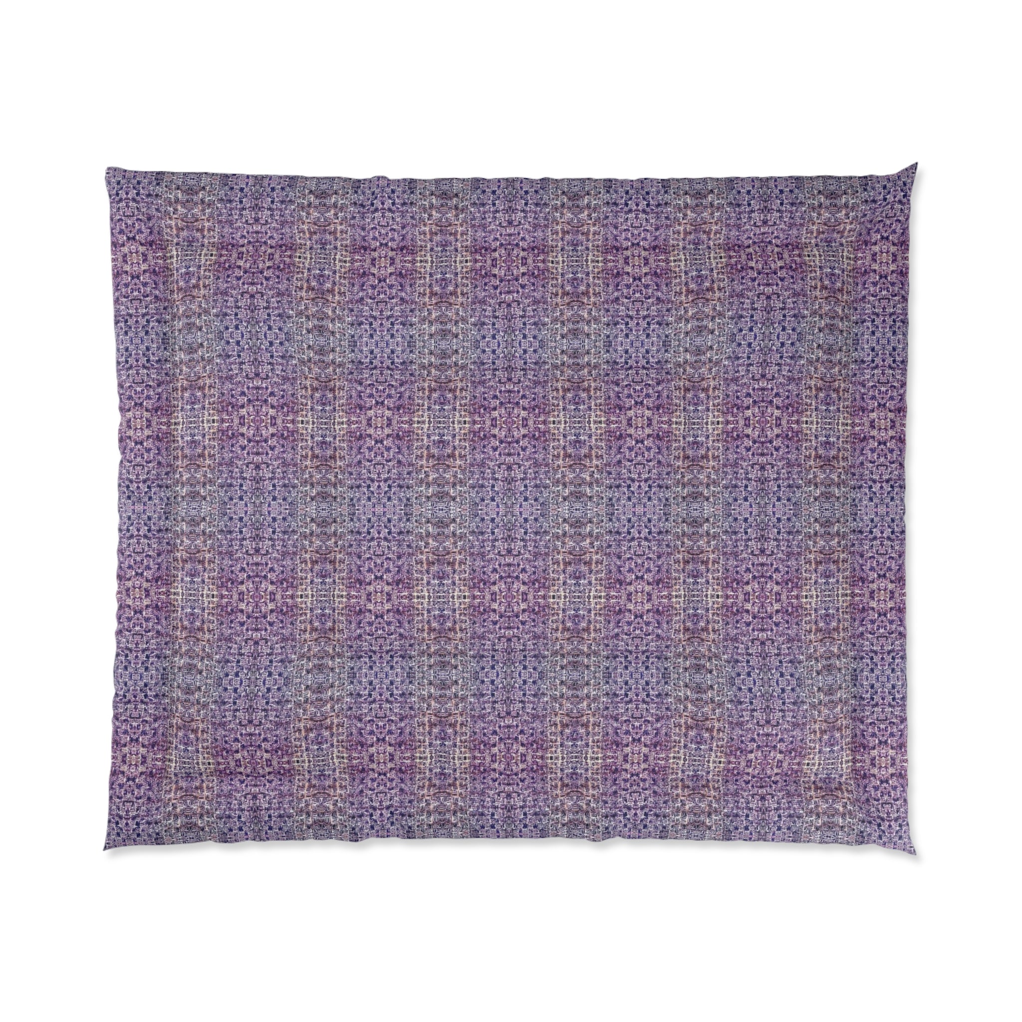 "Pauline, My Love" Purple Mosaic Comforter – Boho Plaid Bedding for Cozy Bedroom