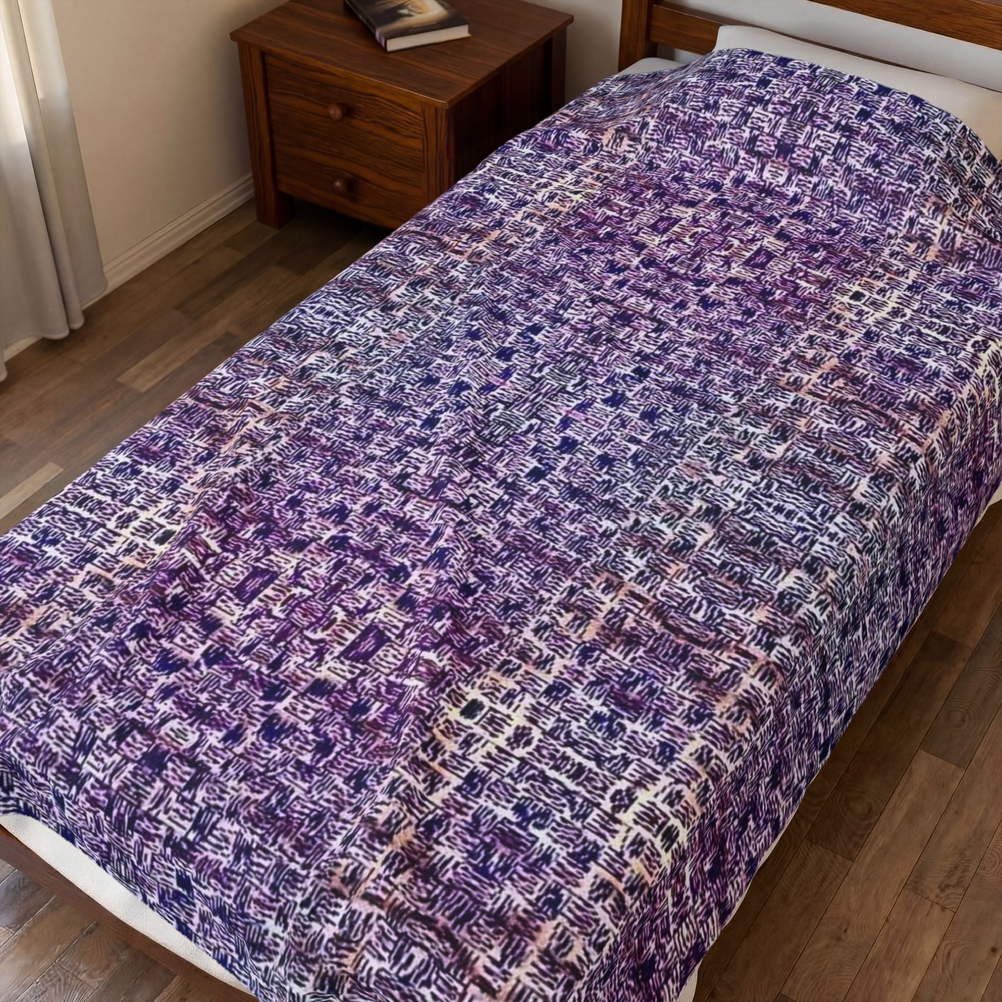 "Pauline, My Love" Velveteen Plush Blanket — Purple Woven Mosaic Throw