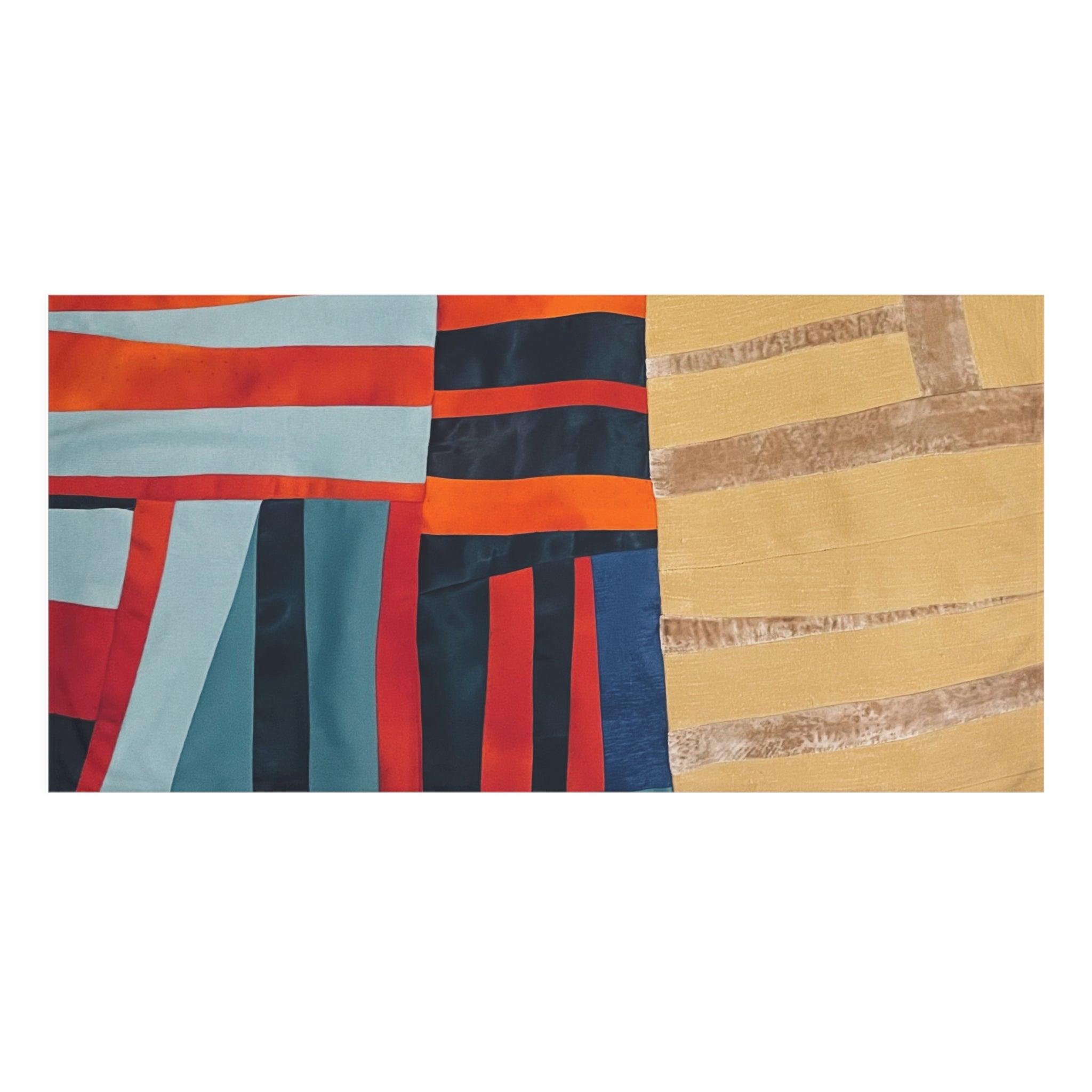 "Hannah and Samuel" Abstract Geometric Cotton Towel — Colorblock Mink-Cotton Beach & Bath Towel