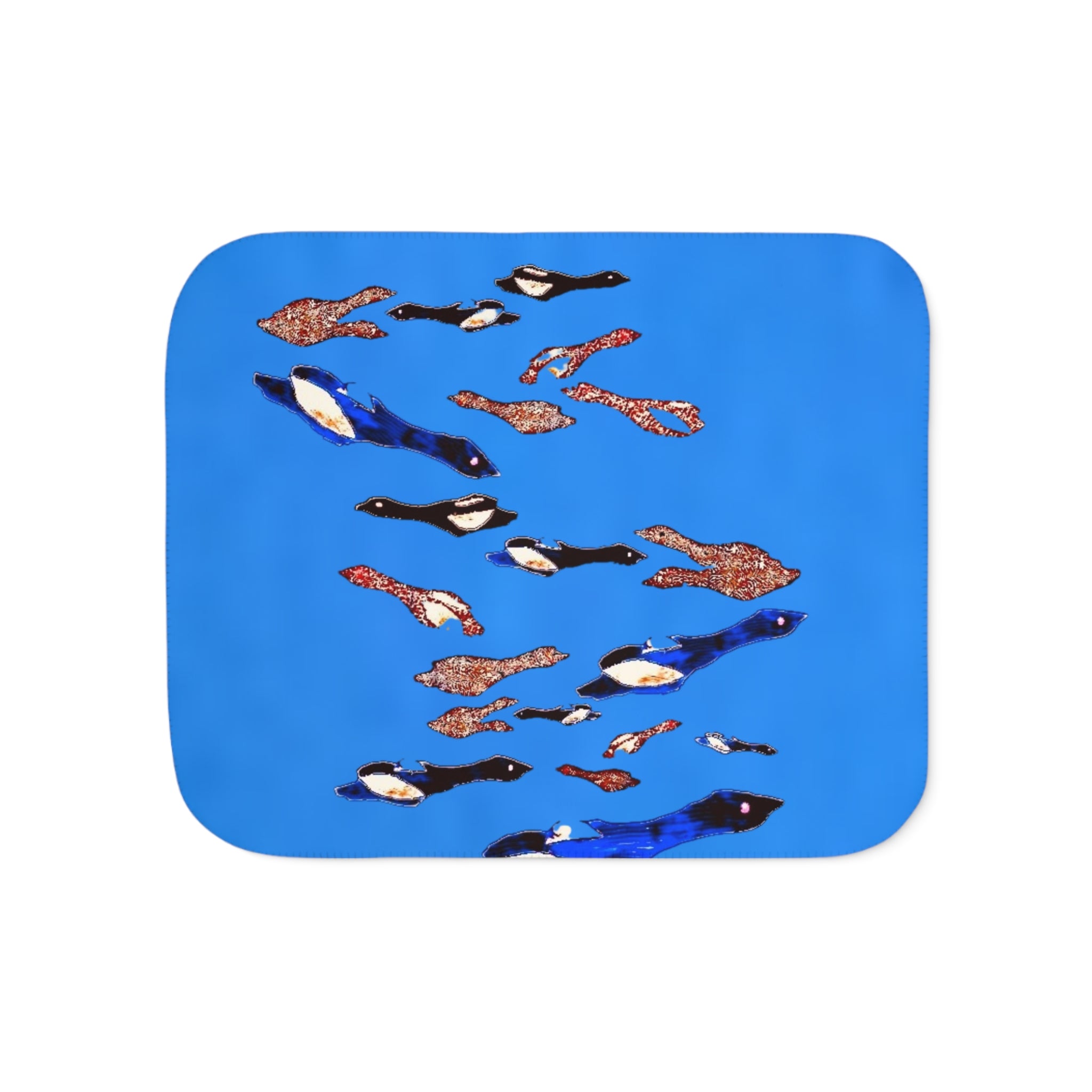 "Fly Me to the Moon" Birdies Parade Sherpa Blanket — Cozy Blue Animal Print Throw