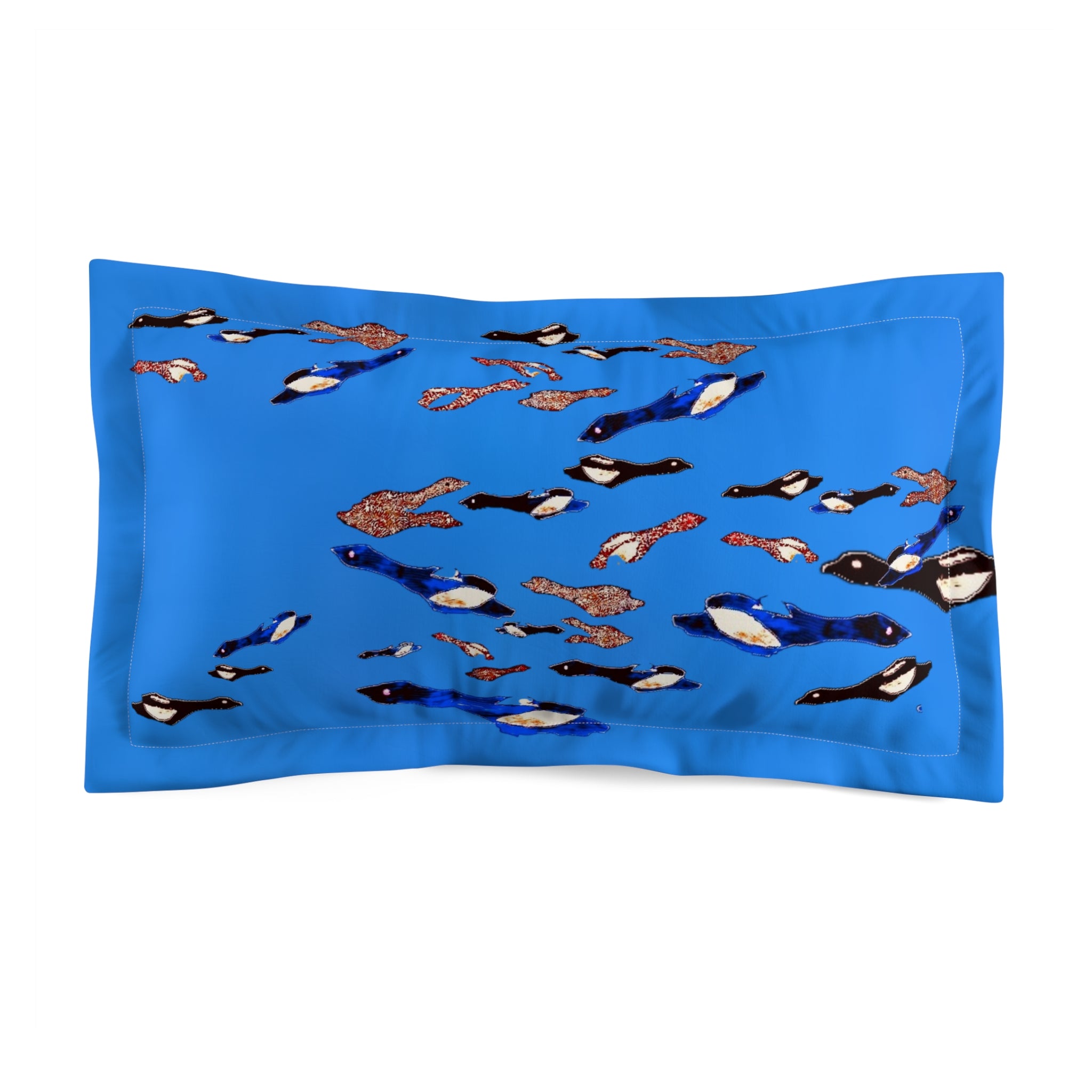 "Fly Me to the Moon" Pillow Sham — Blue Birdies Pattern Microfiber Decorative Pillowcase