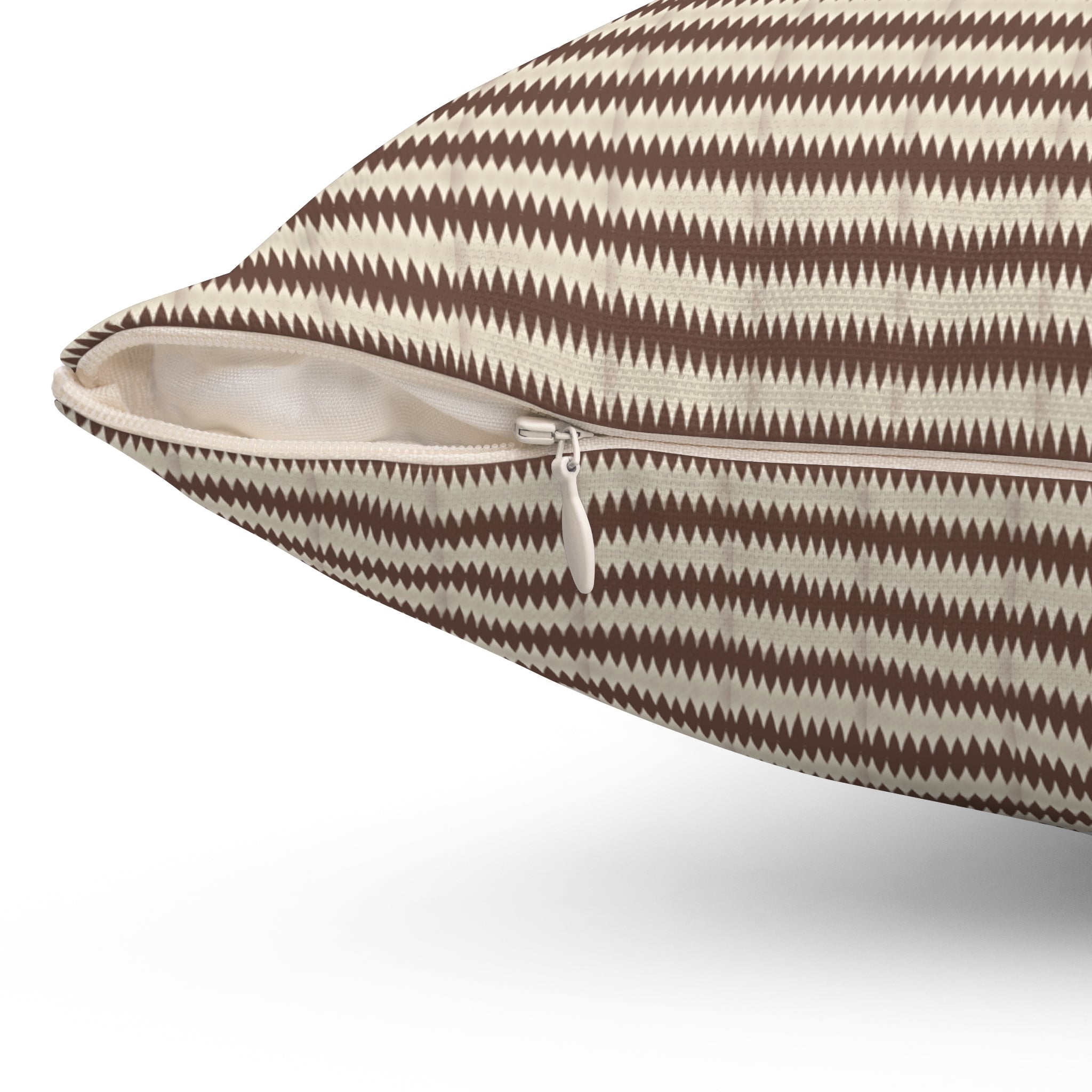 "Mississippi Morning" Striped Brown and Beige Square Pillow — Cozy Neutral Home Decor Cushion