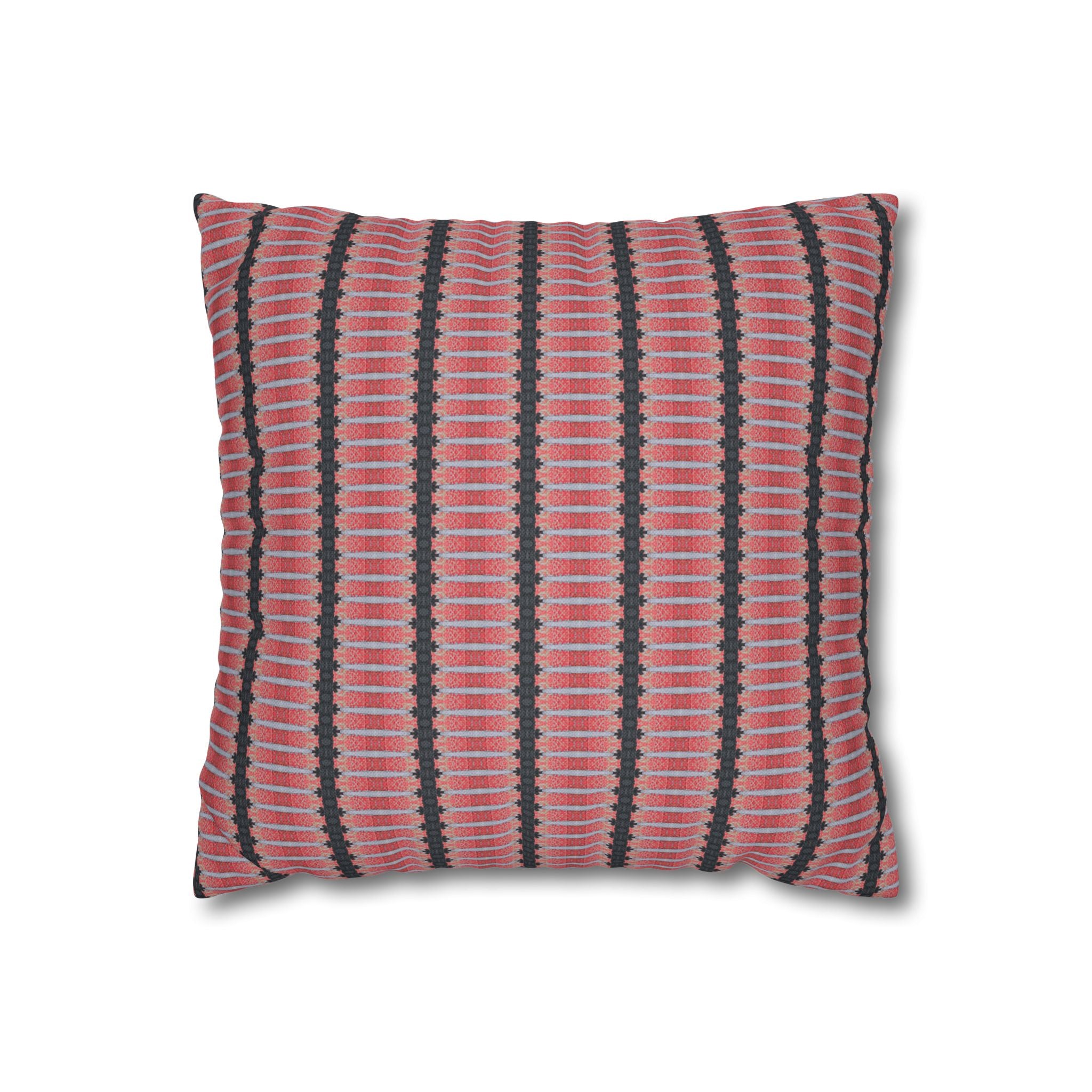 "The Nike of Samothrace" Pink Black Striped Decorative Pillowcase — Modern Boho Square Cushion Cover