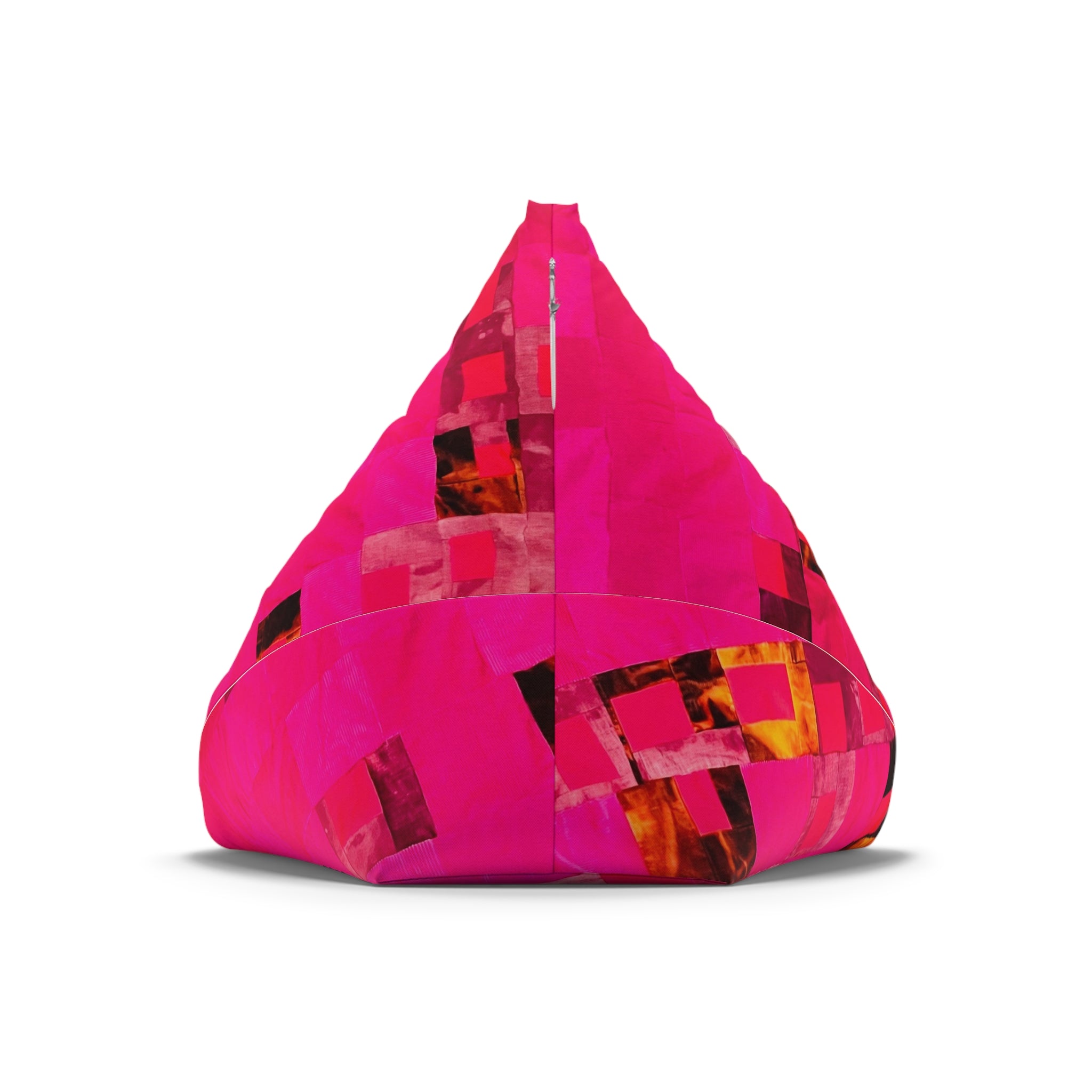 "Lela Lela" Bright Pink Geometric Bean Bag Cover – Modern Abstract Square Pattern