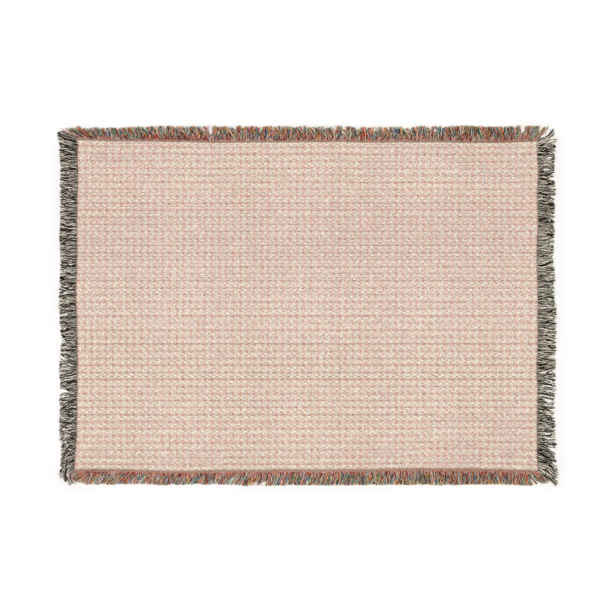 "Grandma Rose" Woven Blanket — Reversible Pink Blush & Charcoal Plaid Throw, Cozy Home Decor Gift