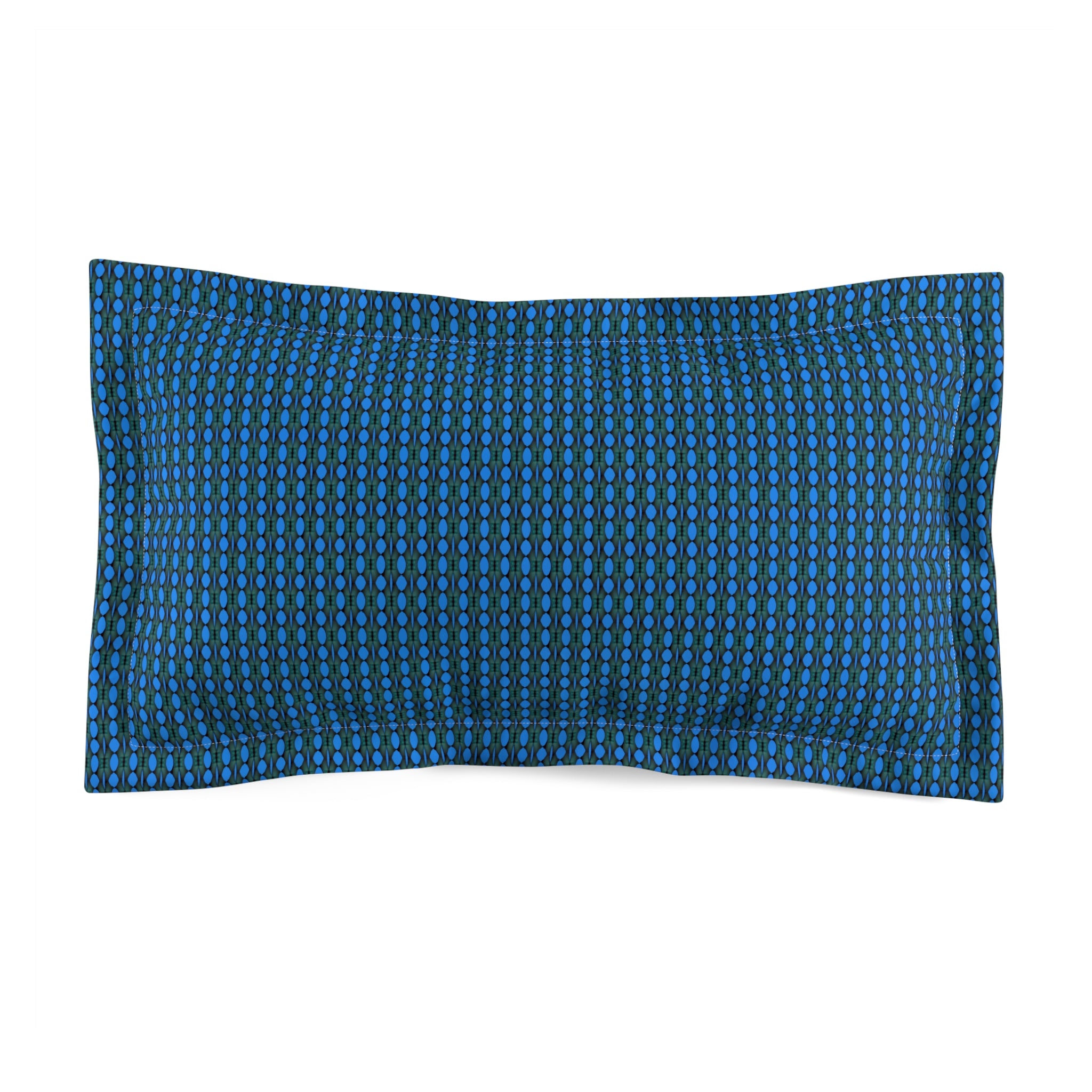"Where Do We Come From? What Are We? Where Are We Going?" Blue and Deep Green Geometric Dot Microfiber Pillow Sham — Modern Decorative Accent for Bedroom or Guest Room
