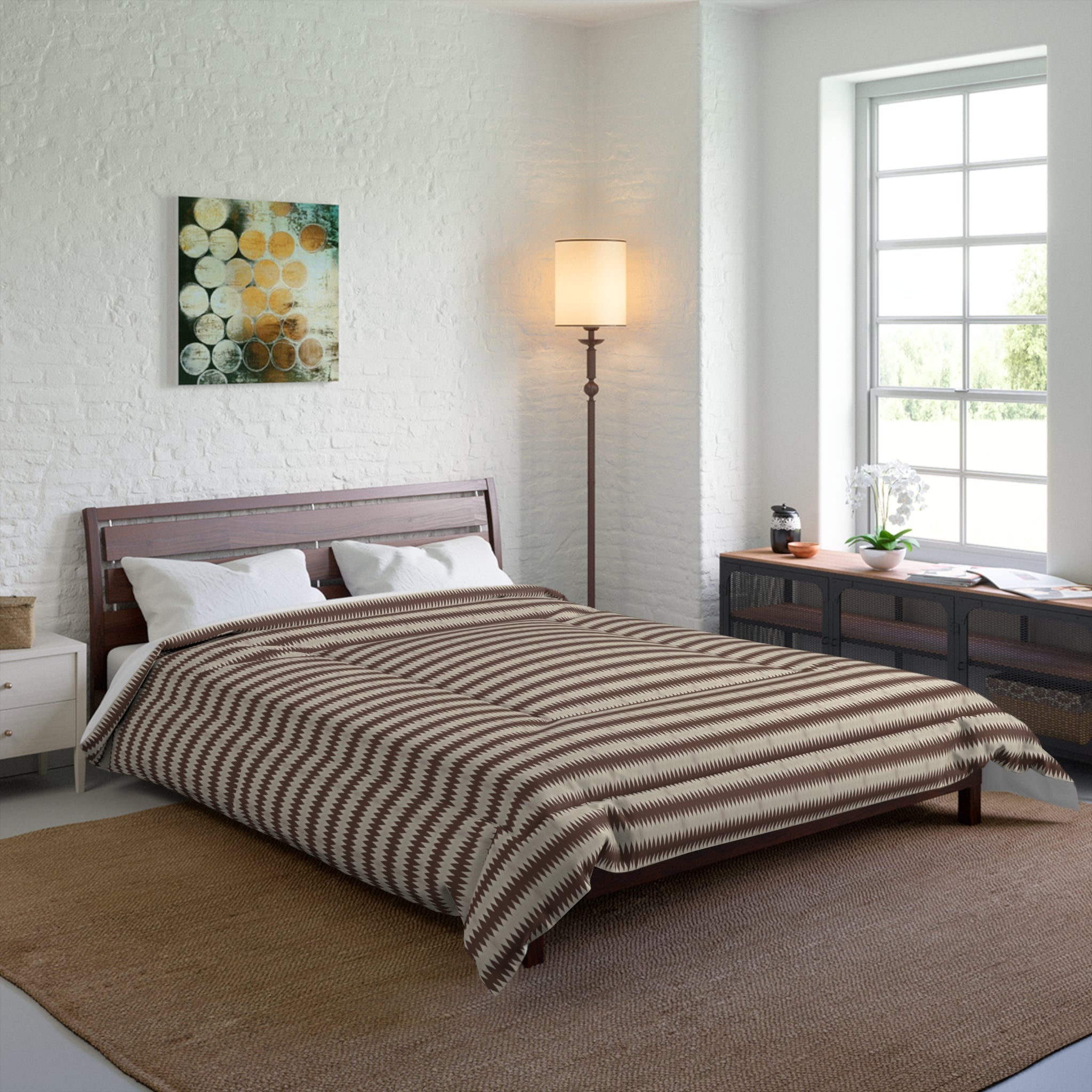 “Mississippi Morning” Brown Striped Comforter - Cozy Neutral Bedspread