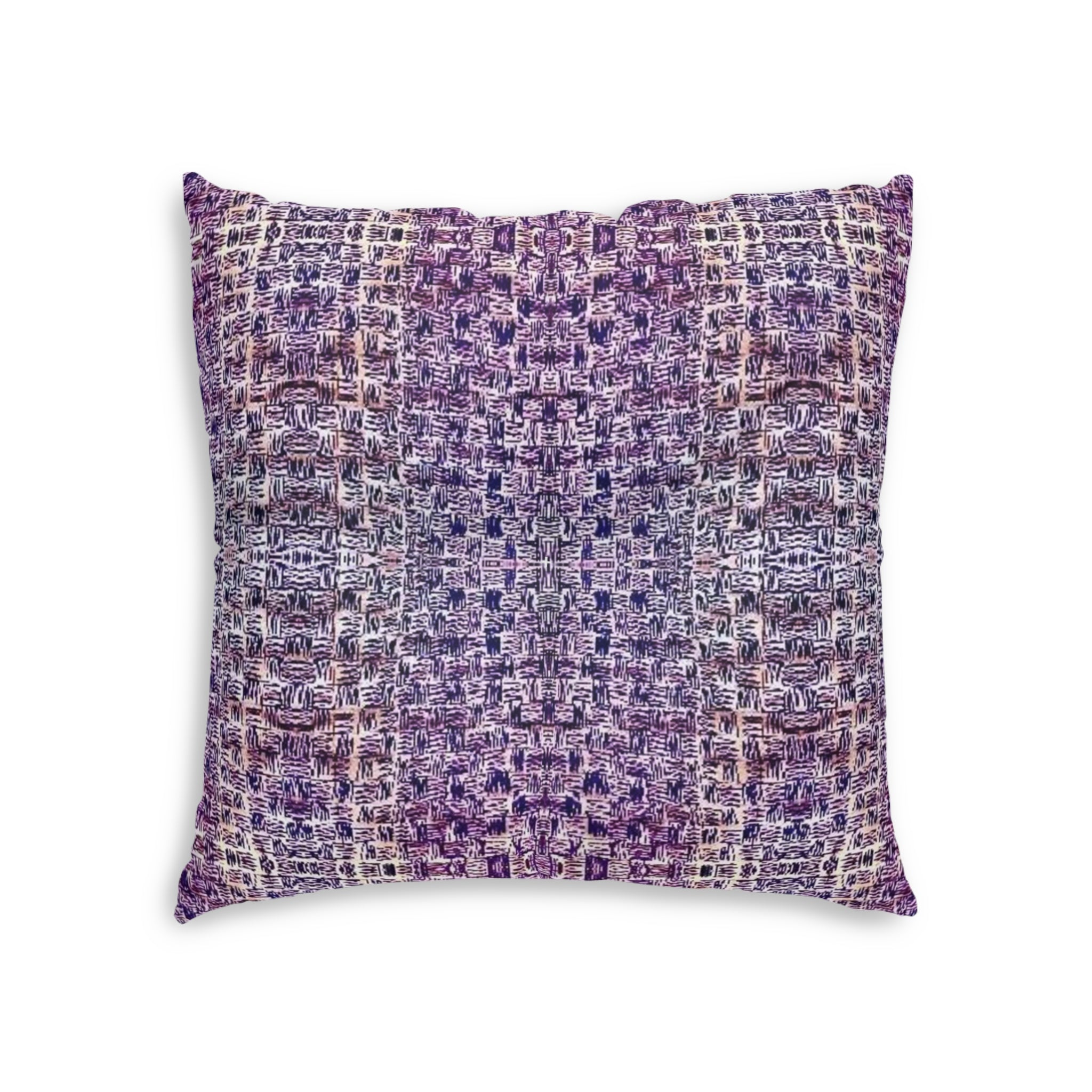 "Pauline, My Love" Tufted Floor Pillow — Lavender Plaid Boho Square Cushion