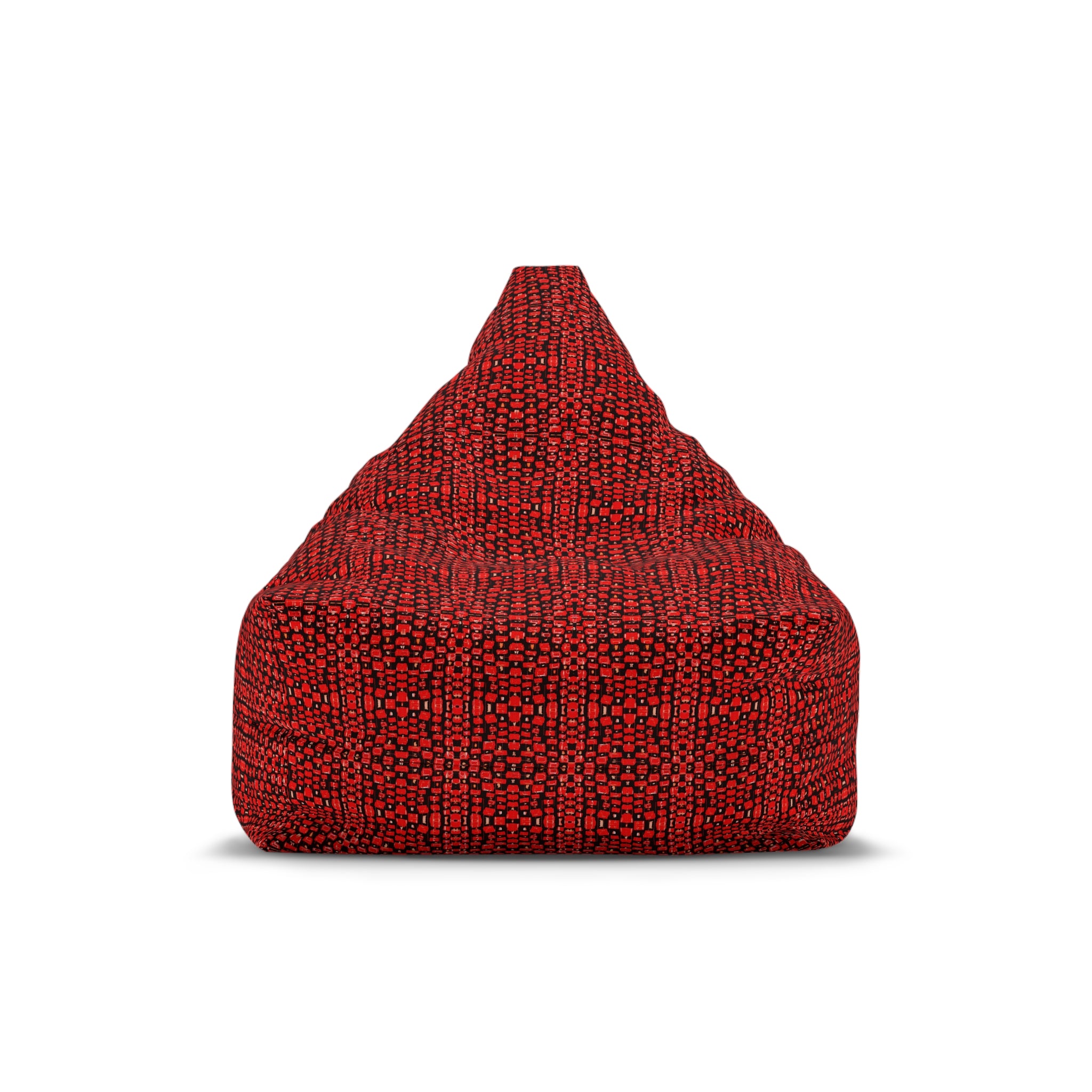 "Japanese Cherry Blossom" Red Textured Knit Bean Bag Cover — Cozy Modern Accent for Living Rooms & Kids’ Rooms