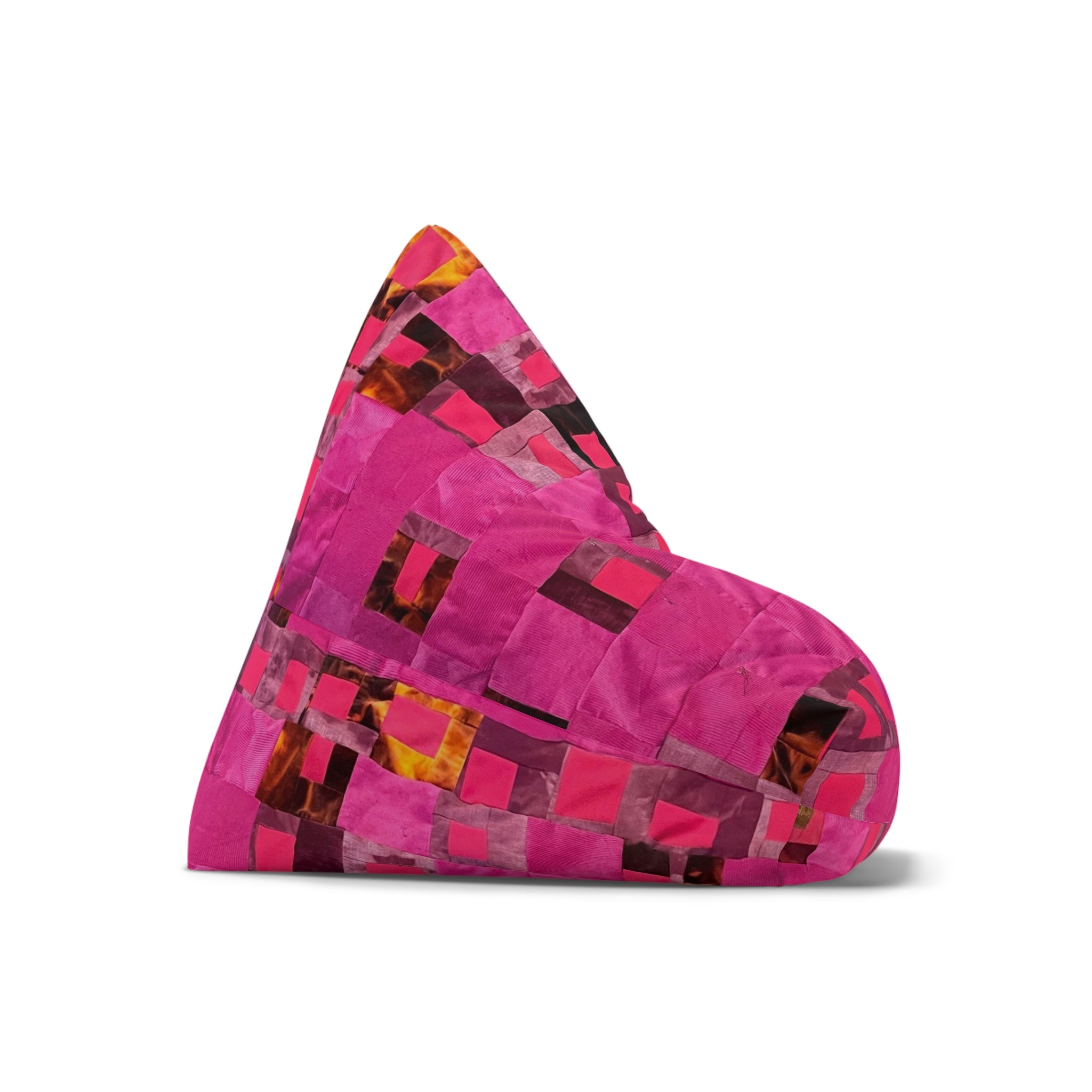 "Lela" Pink Patchwork Bean Bag Cover — Vibrant Geometric Accent