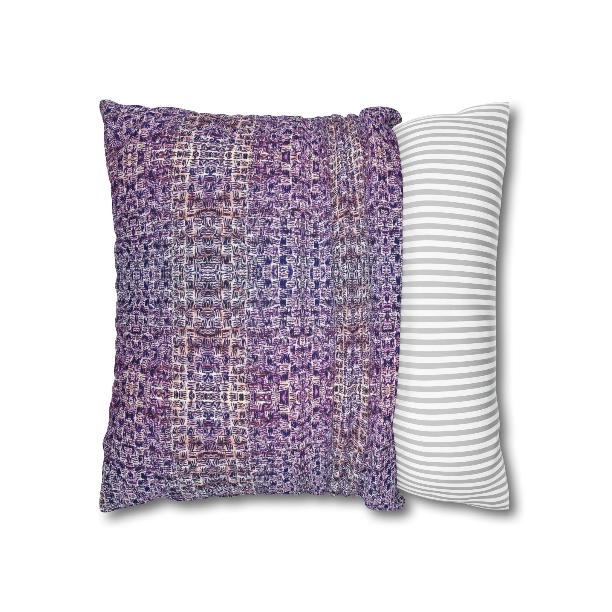 "Pauline, My Love" Blue and Purple Mosaic Decorative Pillowcase — Abstract Geometric Throw Pillow Cover