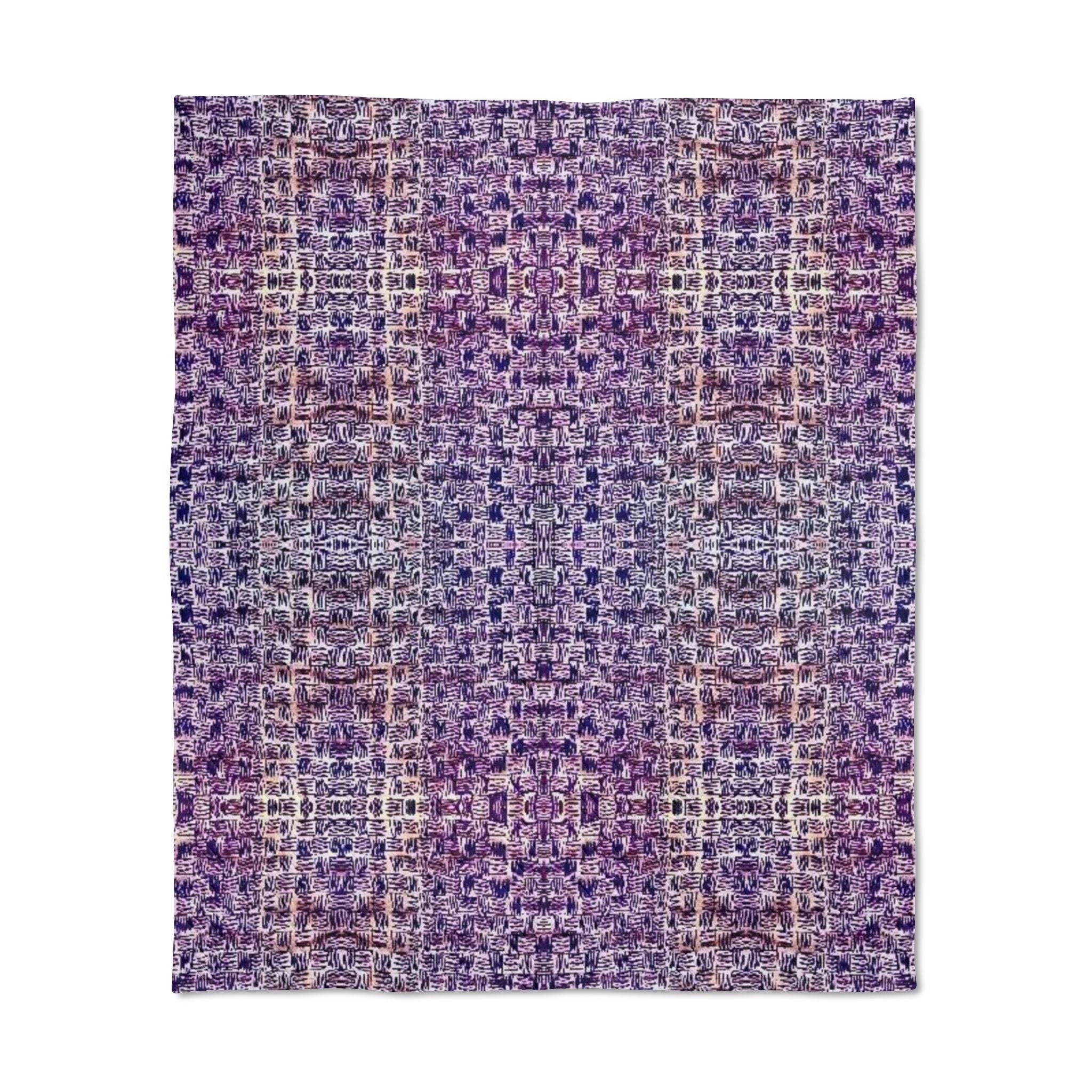 "Pauline, My Love" Purple and Blue Line Drawing Quilted Throw