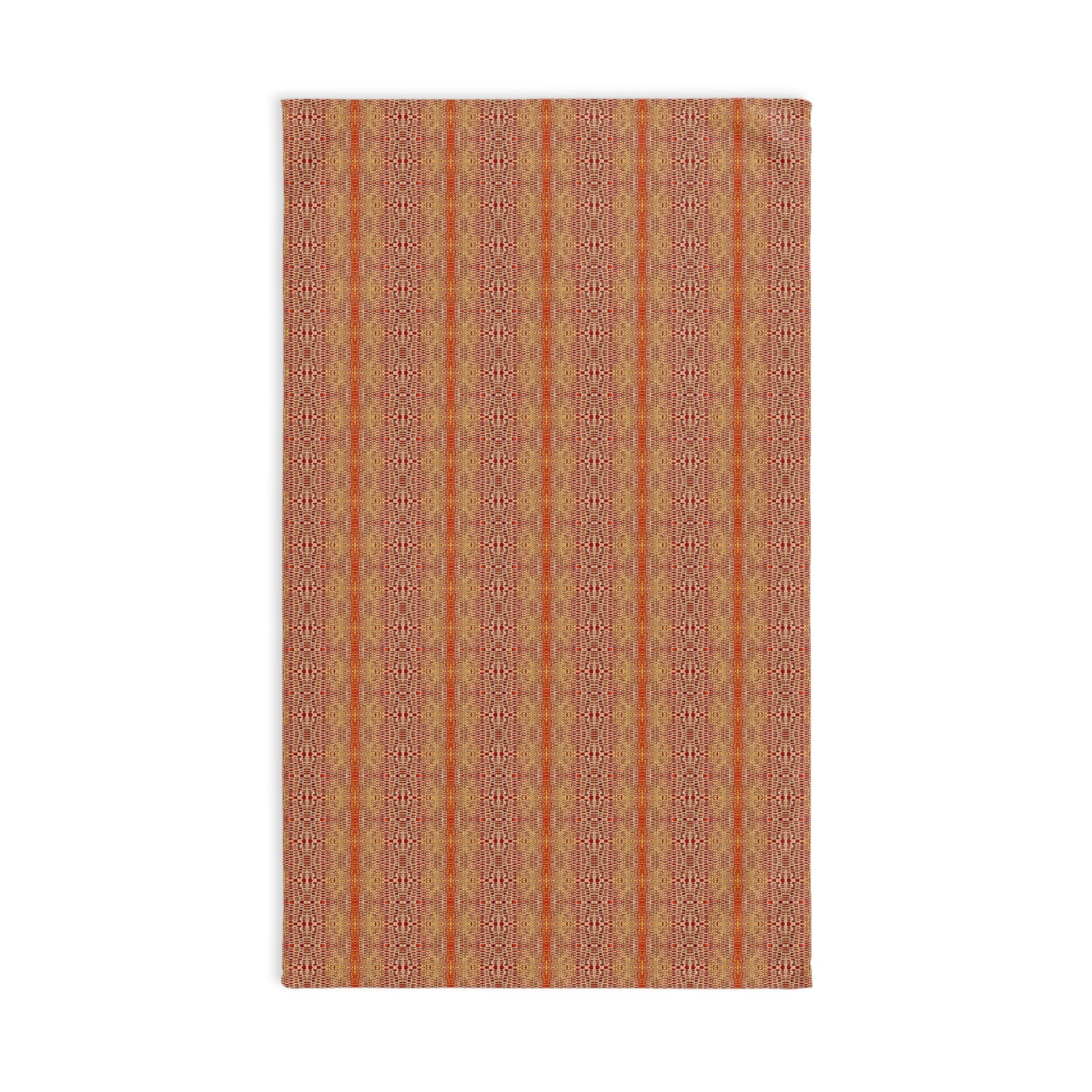 "Queen Mother" Hand Towel — Rustic Autumn Stripe Kitchen Towel (Warm Orange, Boho Pattern)