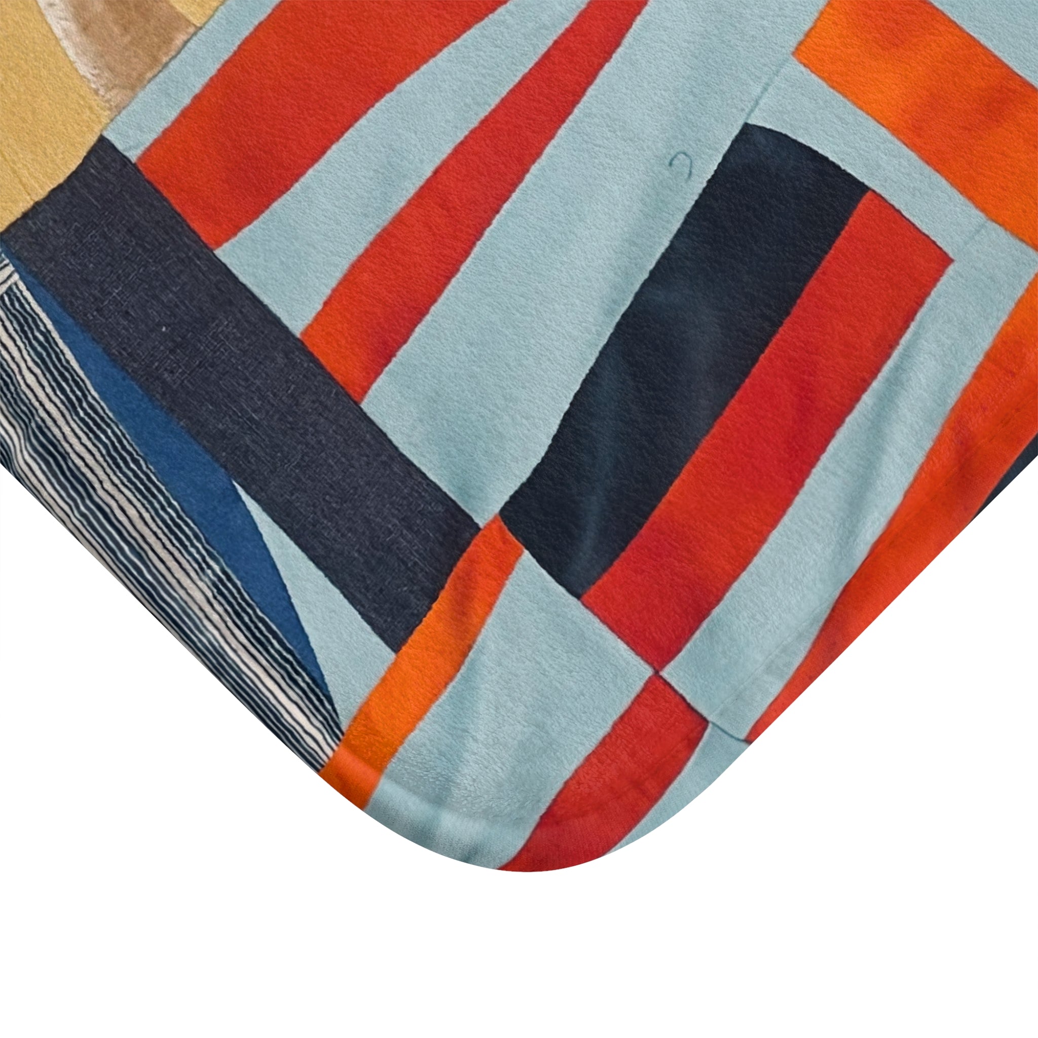 "Hannah and Samuel" Abstract Geometric Bath Mat – Bold Midcentury Color-Block Bathroom Rug