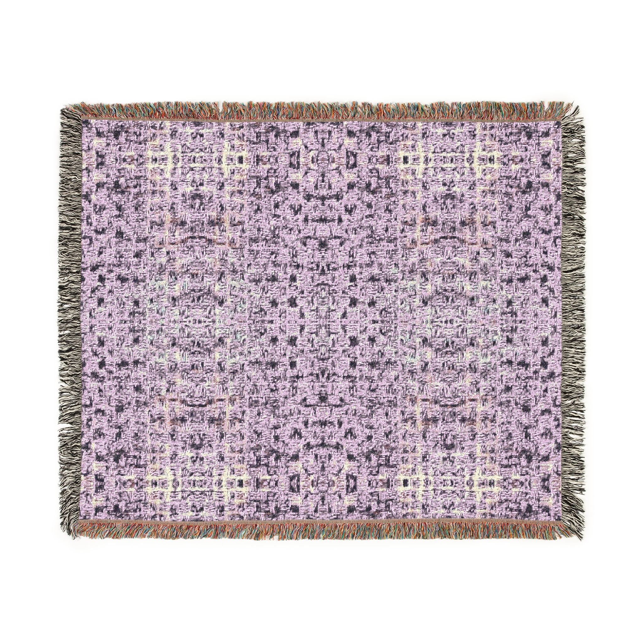 "Pauline, My Love" Pen Drawing On Paper, Violet Woven Textile, Warm Blanket