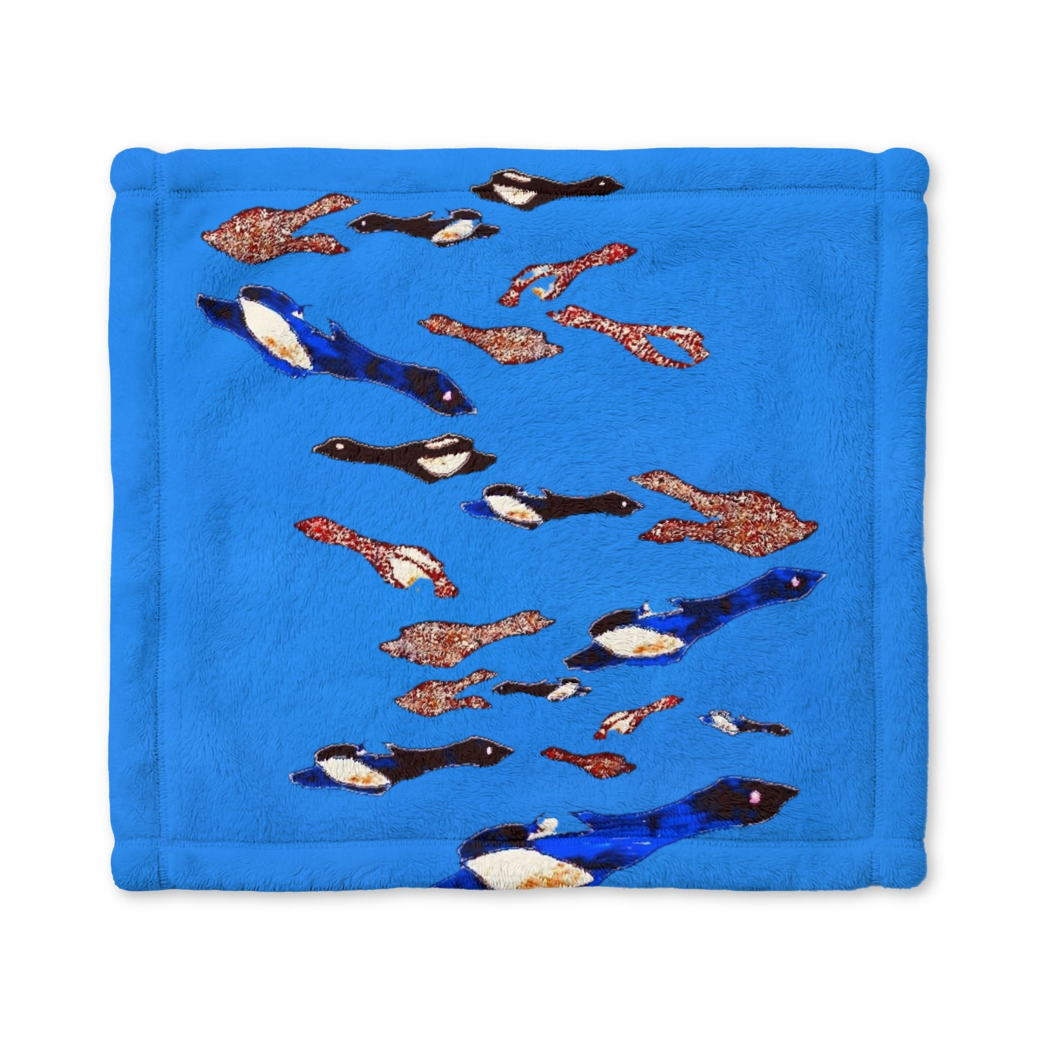 "Fly Me to the Moon" Blue Birdie Minky Baby Lovey Blanket — Soft Plush Security Blanket for Infants & Toddlers