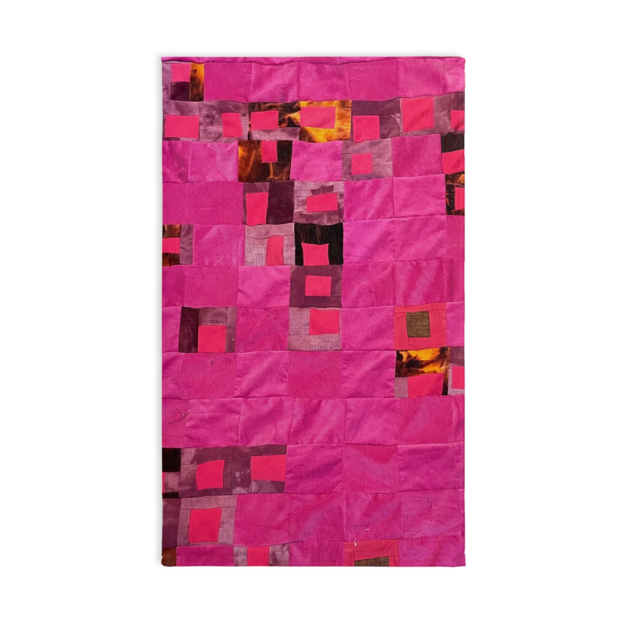 "Lela" Pink Mosaic Hand Towel – Vibrant Patchwork Kitchen or Bath Accent