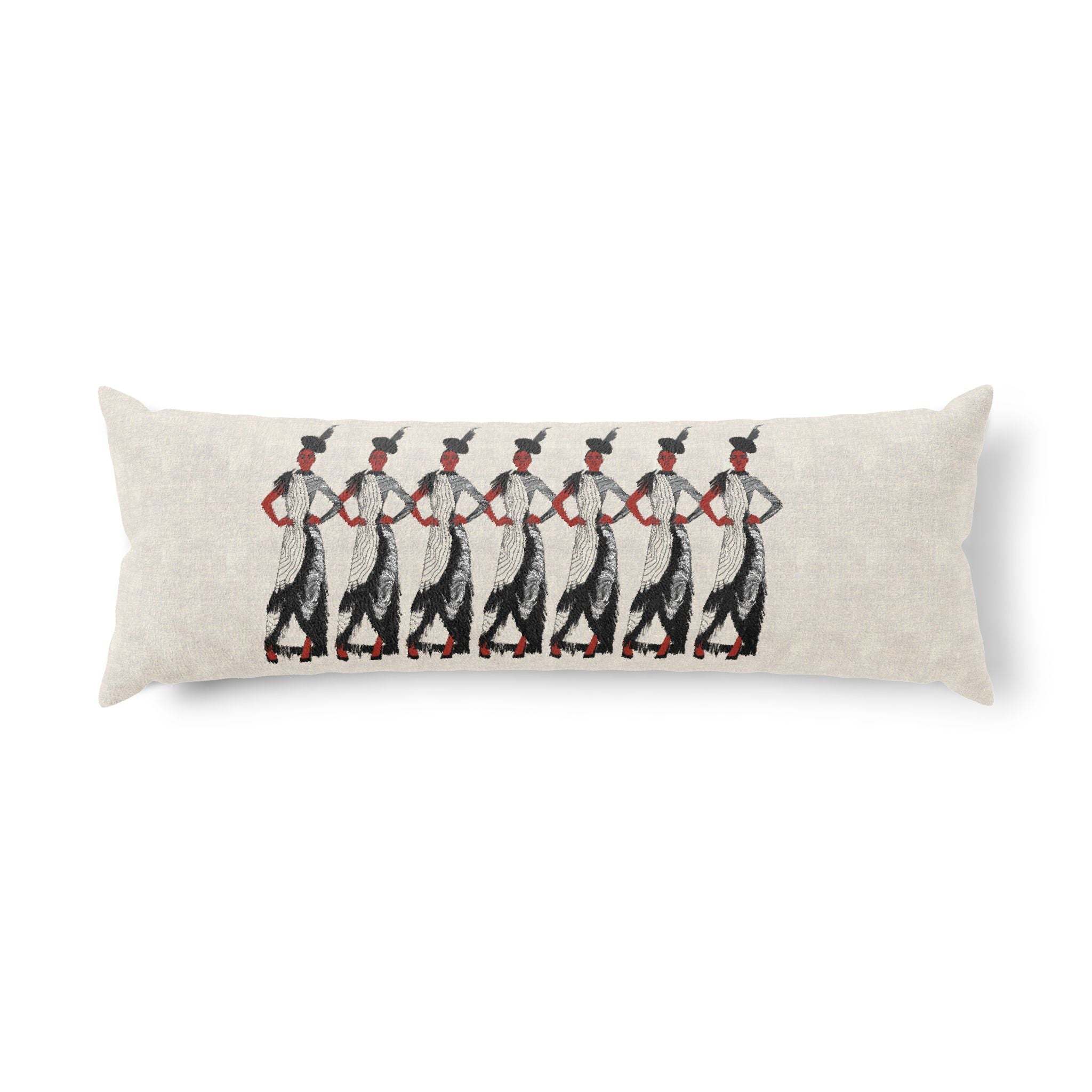 "Fierce Honey" Art Deco Dancer Body Pillow – Vintage Fashion Illustration Lumbar Cushion