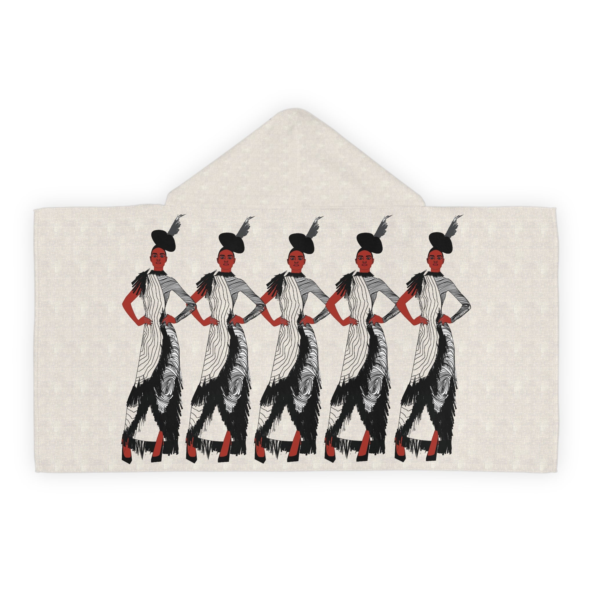 "Fierce Honey" Hooded Towel — Retro Flapper Girls Pattern