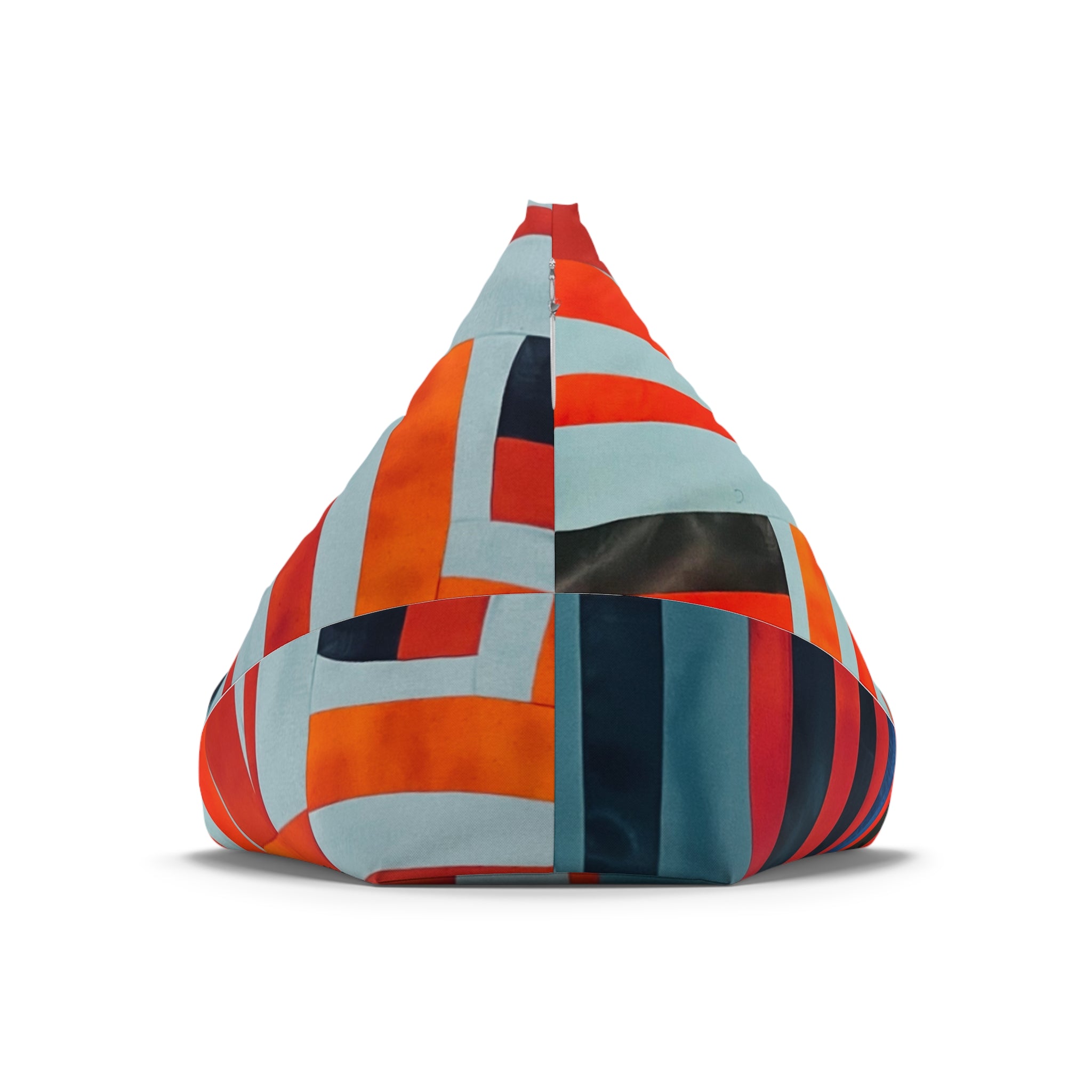 Abstract Stripe Bean Bag Cover — Bold Retro Orange & Teal Pattern