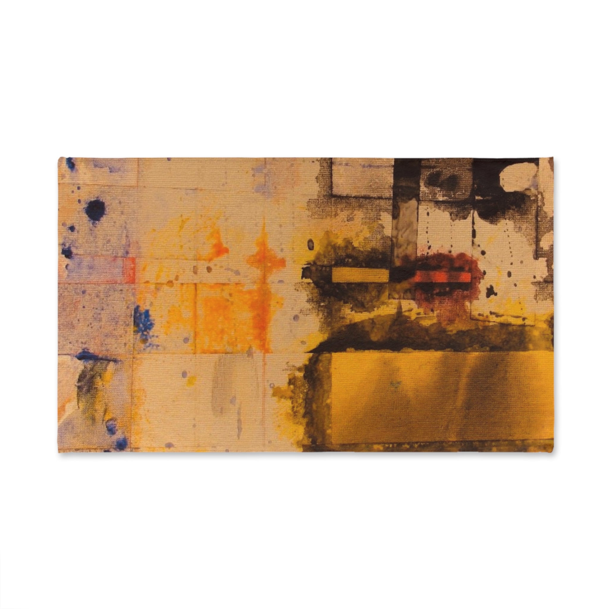 "Dance In The Rain" Abstract Gold Art Hand Towel — Modern Painterly Kitchen & Bath Accent