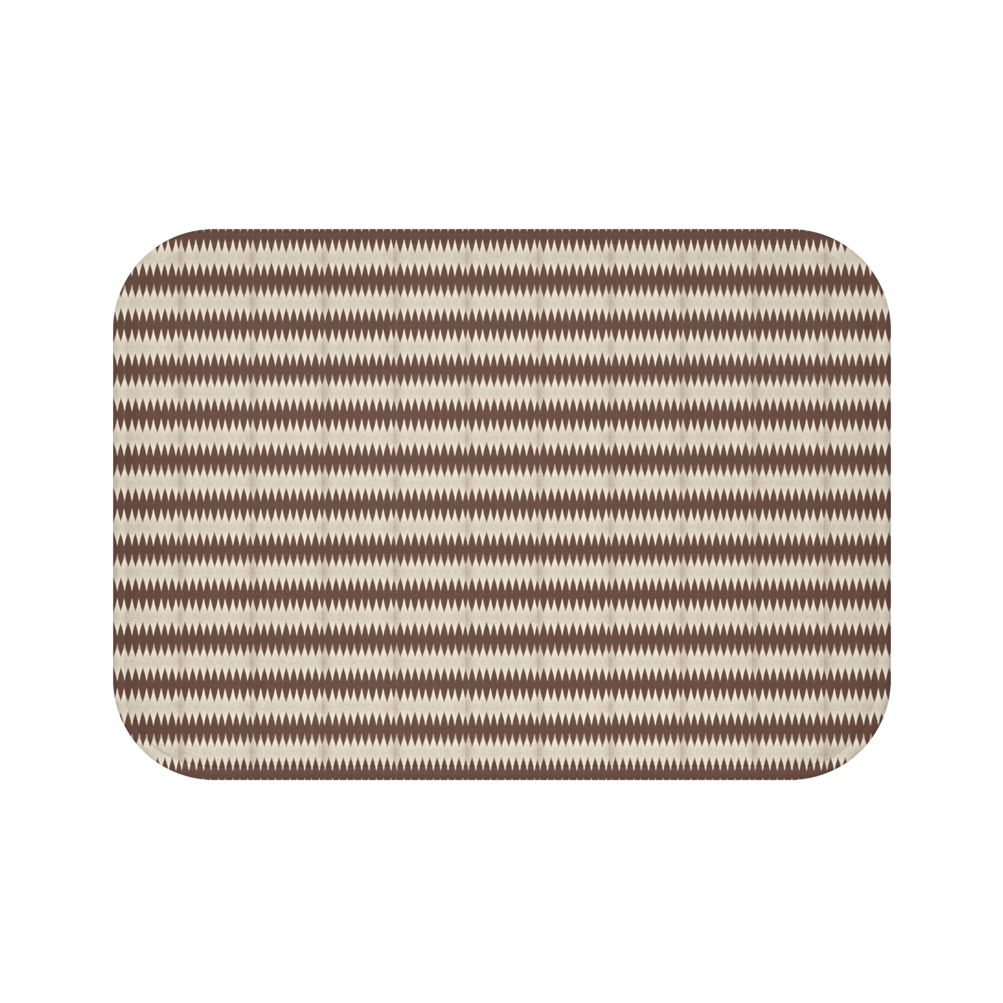 "Mississippi Morning" Brown Ikat Stripe Bath Mat — Boho Tribal Pattern Bathroom Rug