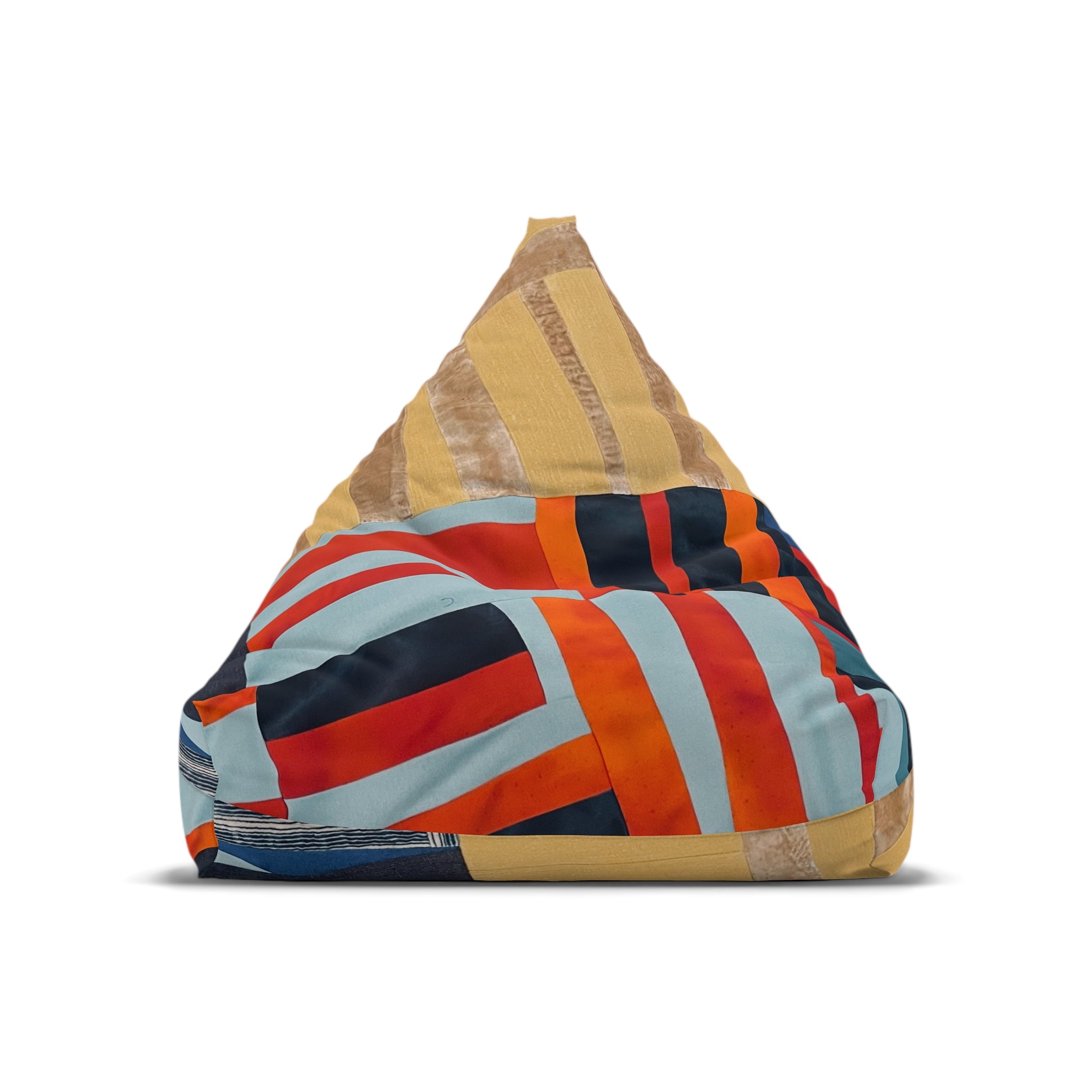 "Hannah and Samuel" Quilt Block Abstract Geo Stripe Bean Bag Cover — Modern Colorblock Lounge Slipcover