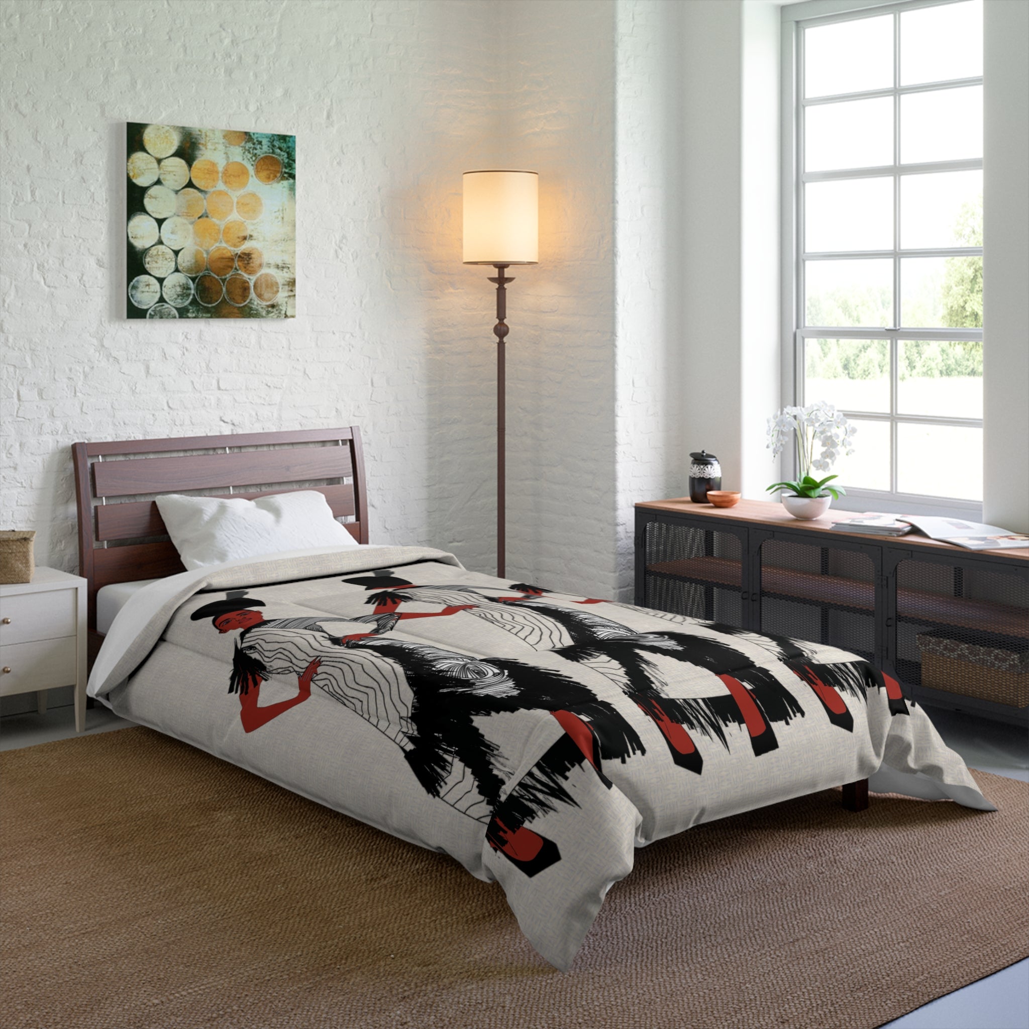 "Fierce Honey" Art Deco Femme Fatale Comforter - Vintage Fashion Illustration Bedding