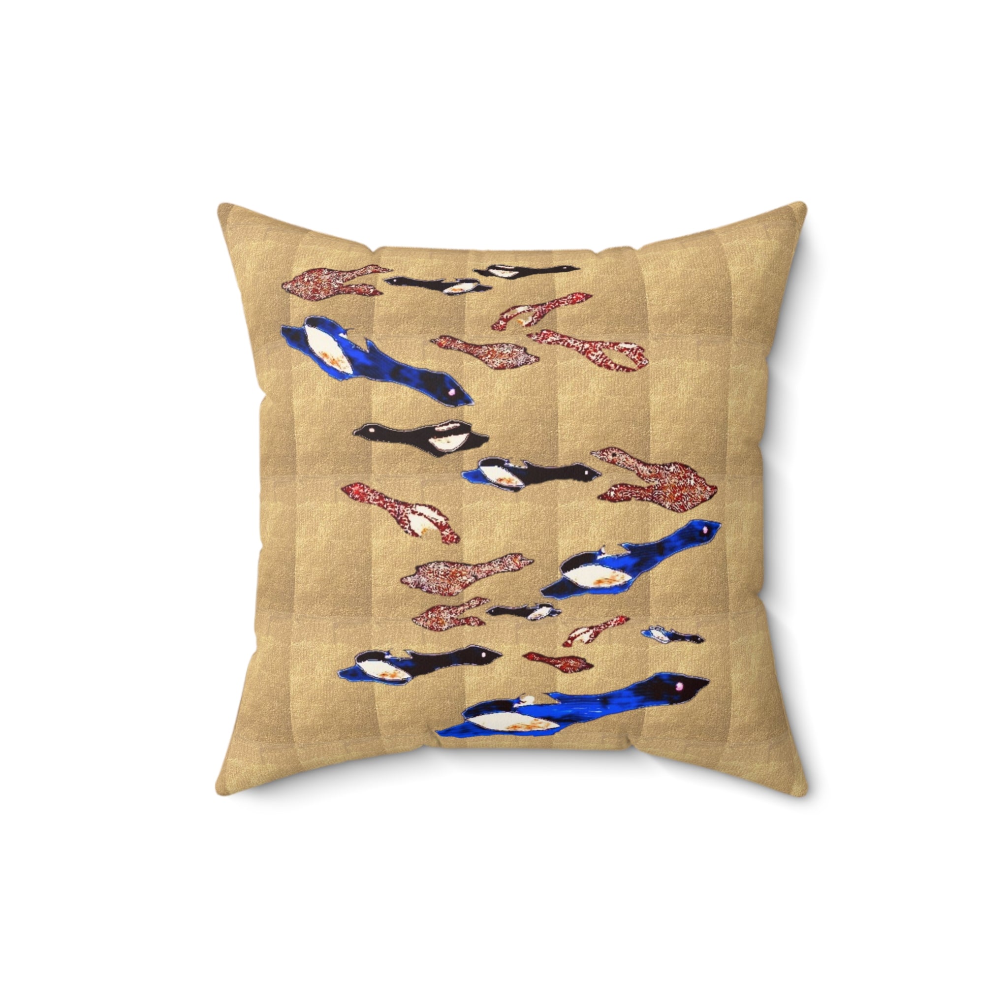 "Fly Me to the Moon" Golden Skies Throw Pillow —Blue Bird Tapestry Decorative Cushion